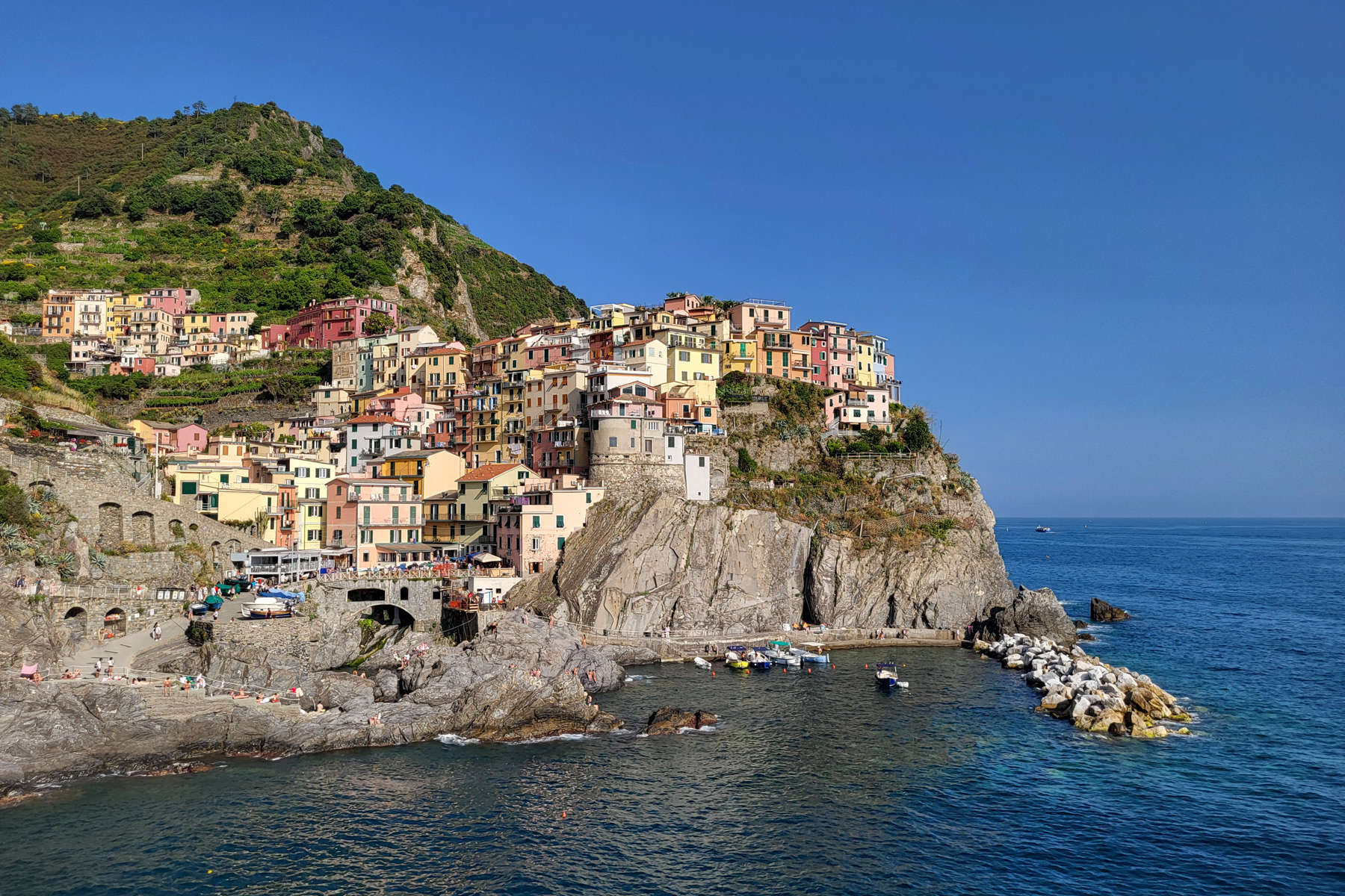 Manarola in the middle of the day.