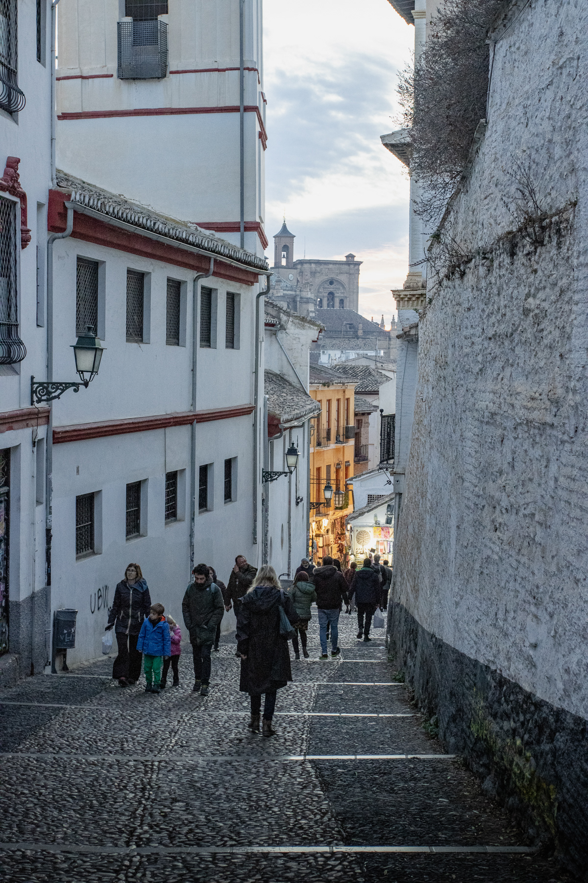 Downhill to a main shopping street