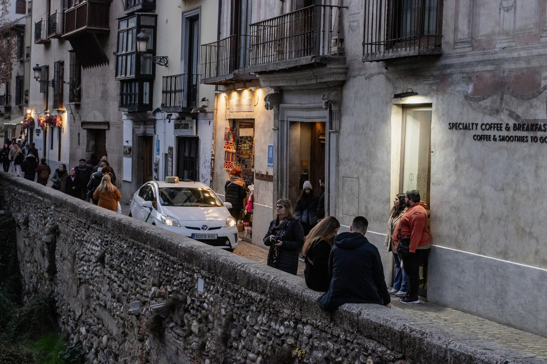 At the tiny Darro river that flows through the old town.
