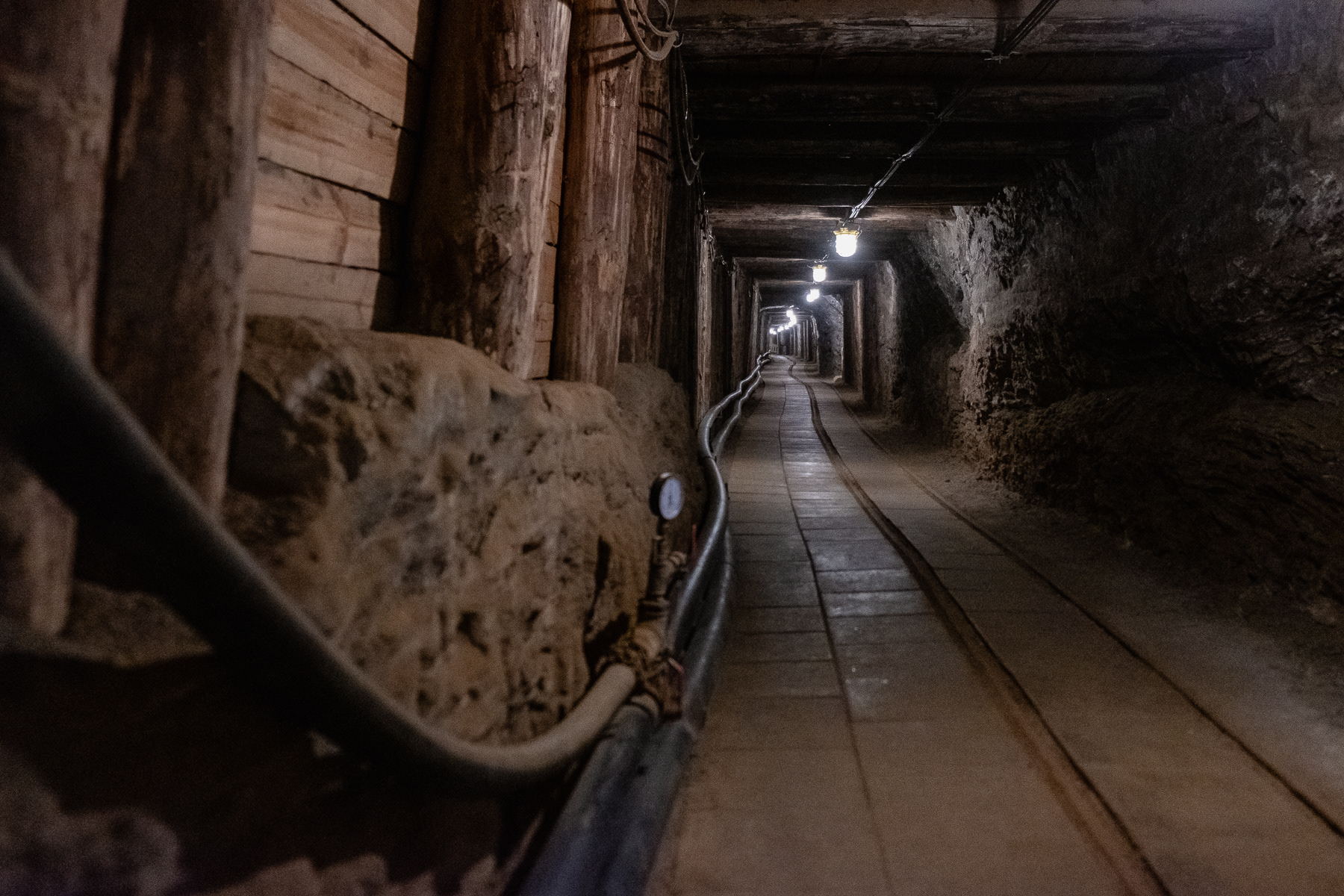 One of the long mine tunnels.