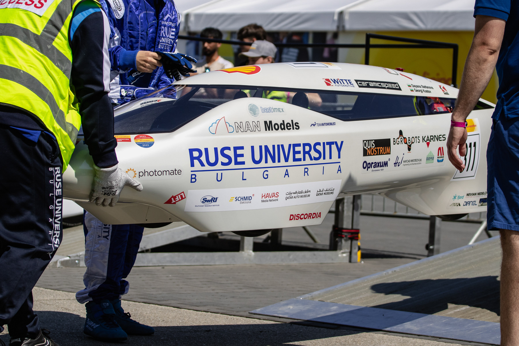 A prototype of the Ruse University of Bulgaria in pre-race checks.
