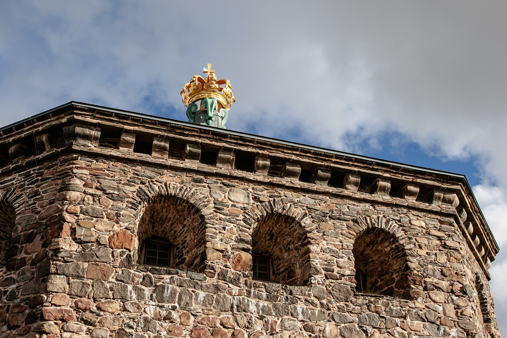 The compact historic fortress of Skansen Kronan, on top of the hill overlooking Haga and more of Gothenburg, October 2012.