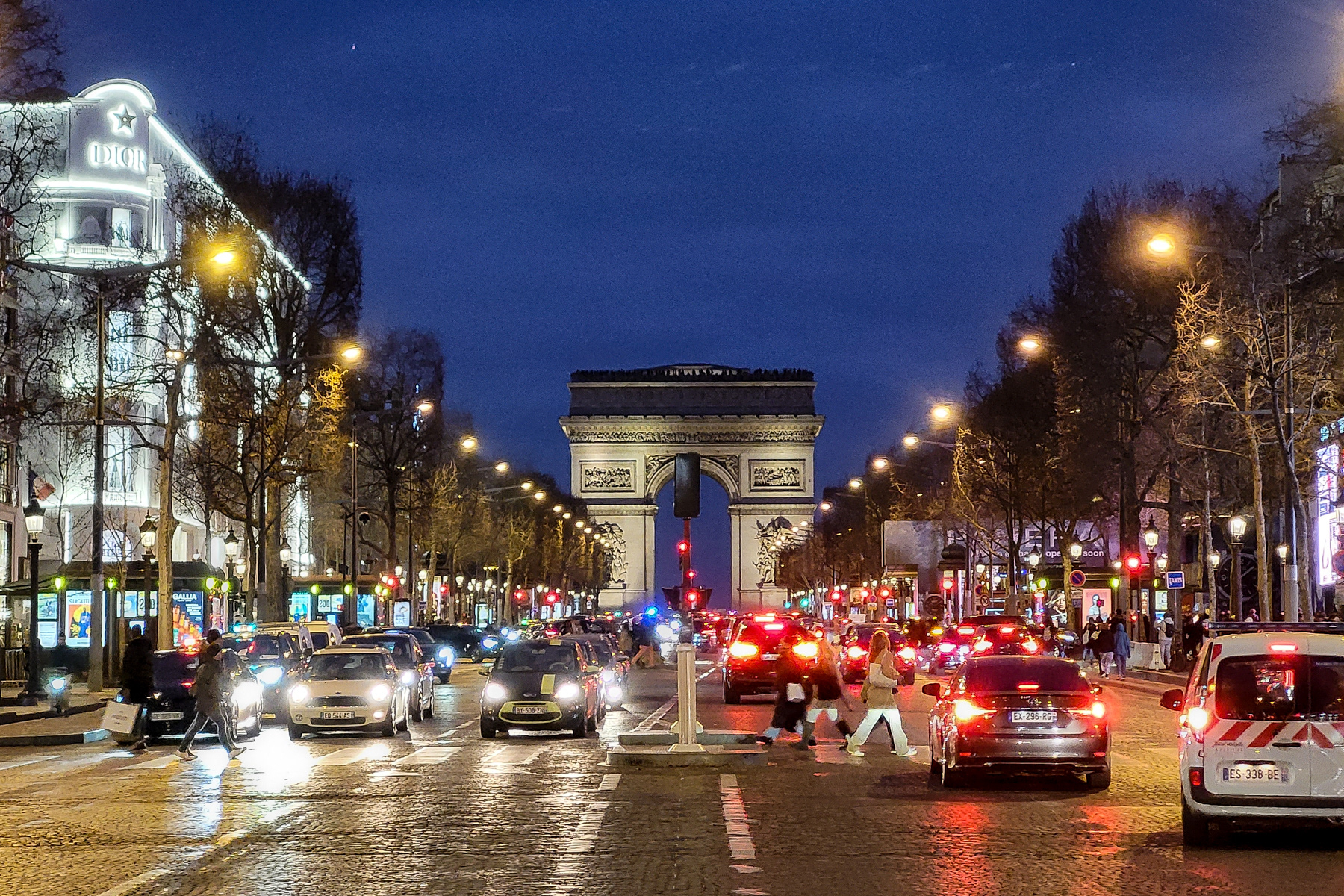 Avenue des Champs-Élysées and the Arc de Triomphe, March 2023.