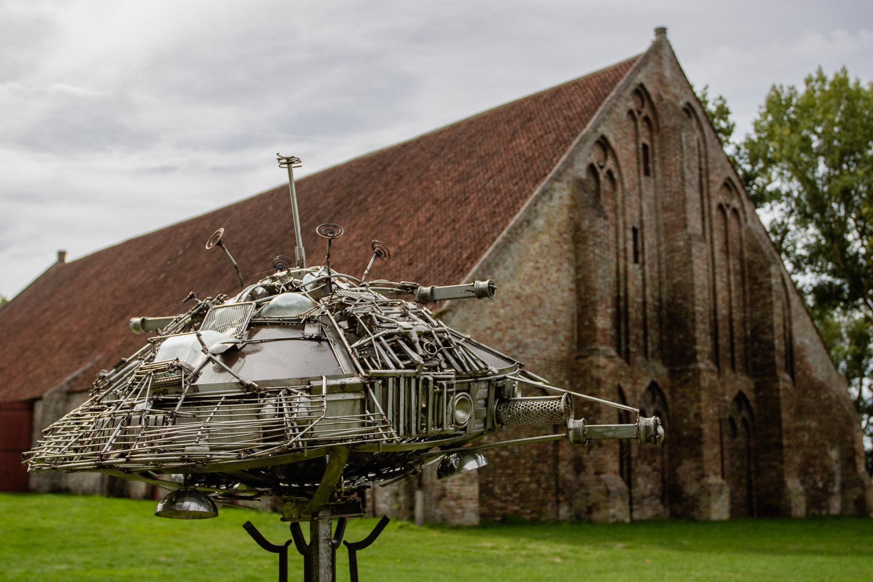 A UFO art installation.