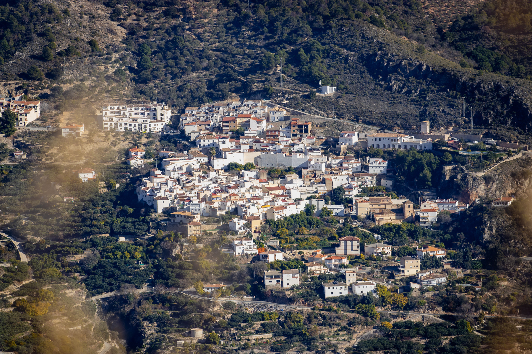 A mountain village on the inland road between the coast and Granada, December 2023