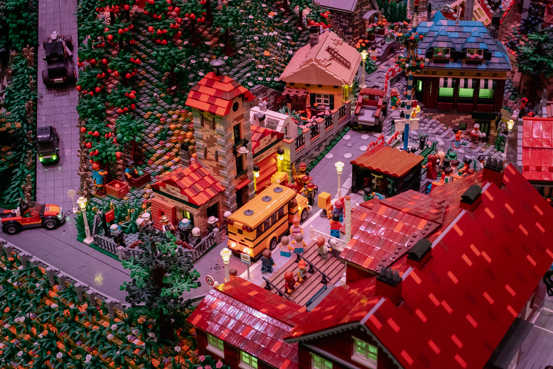 A cute mountain village at dusk.