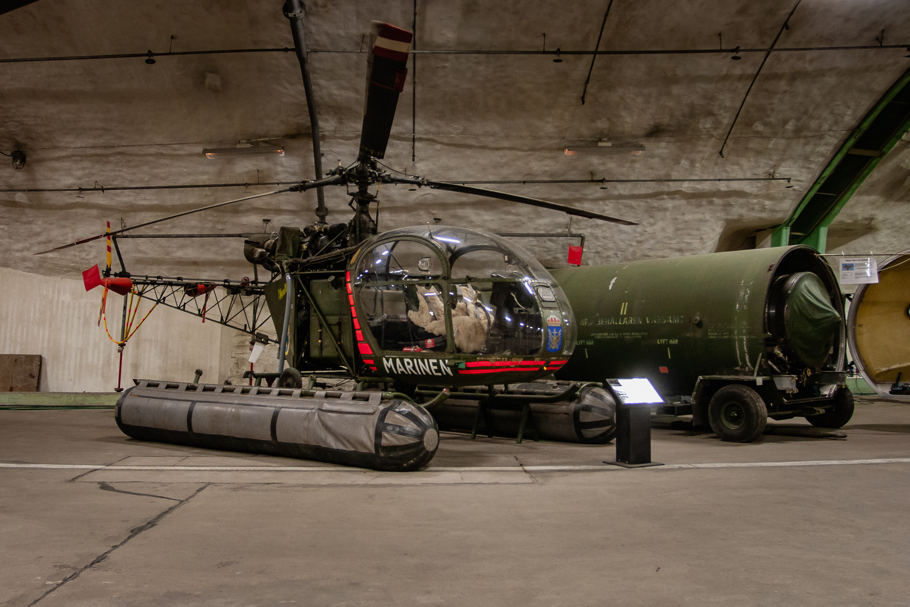 Aeroseum, Göteborg-Save, Sweden. Aérospatiale Alouette II (HKP 2) in Swedish Navy livery.