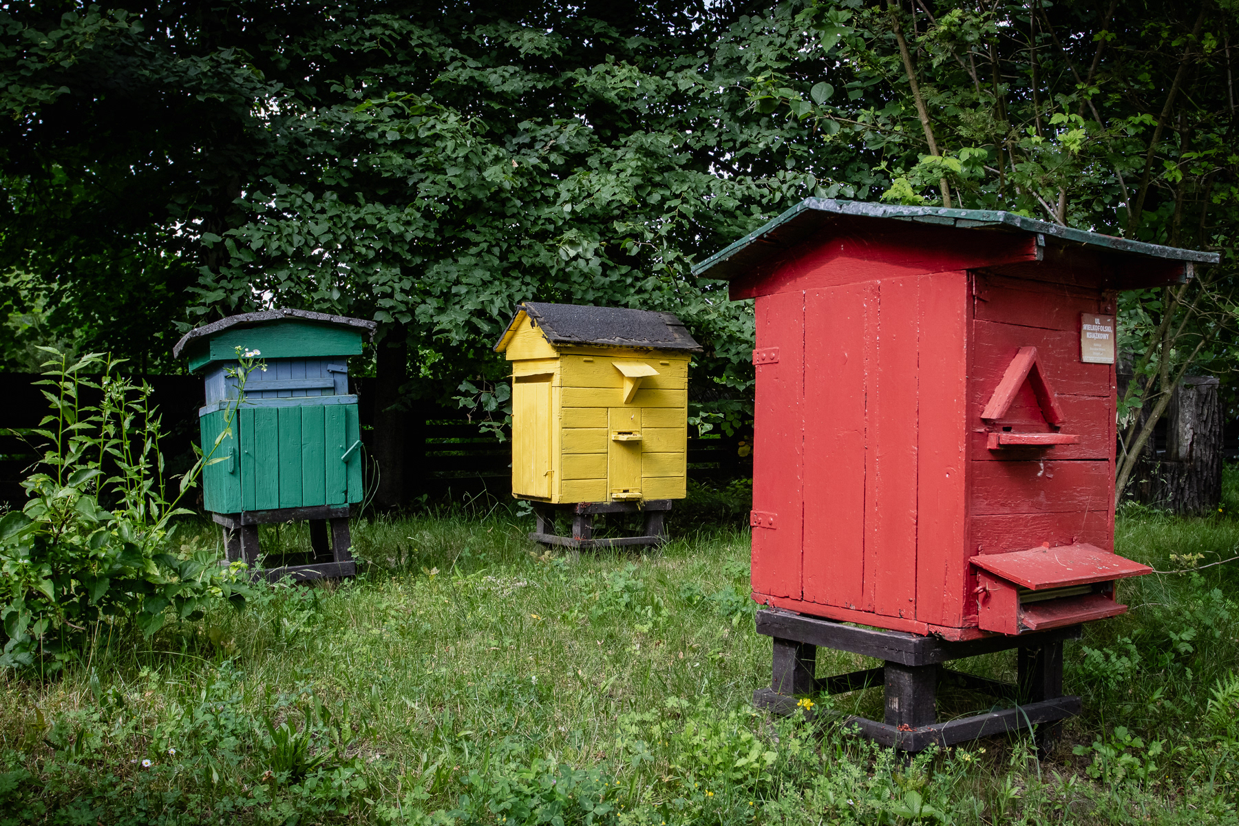 Collection of historic bee hives.