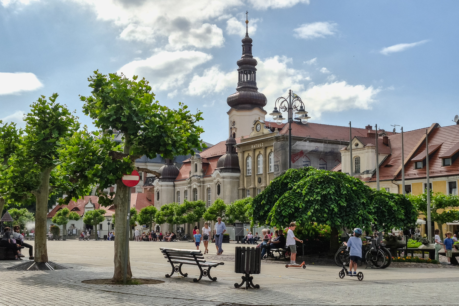Rynek, the main square, of Pszczyna, June 2025
