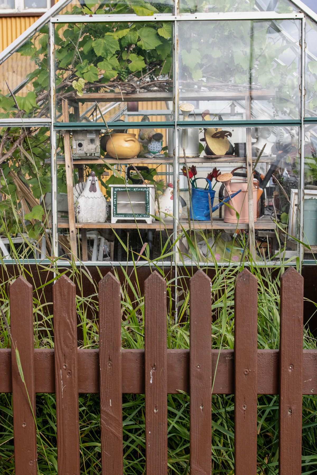 A little green house.