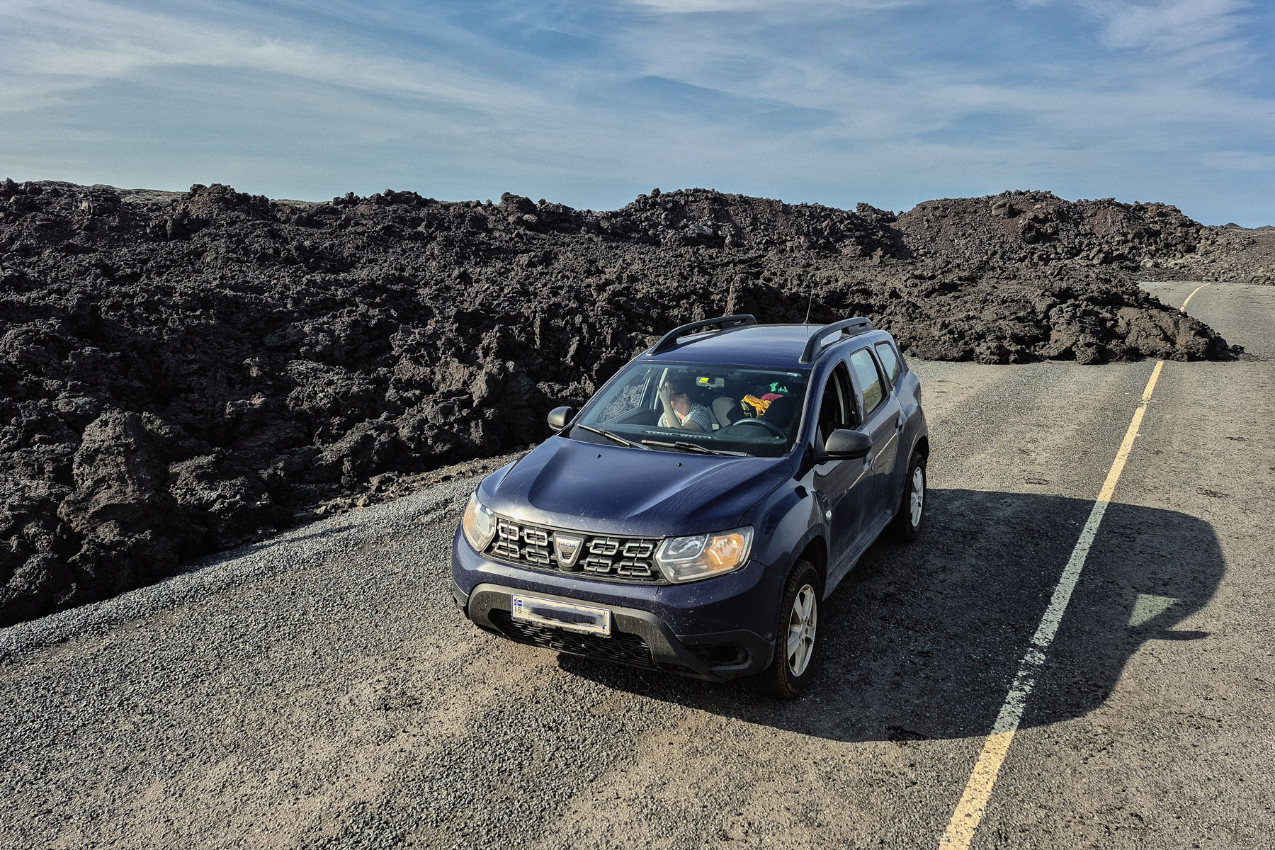 A regional road just outside Grindavik has been blocked since the 2023-2024 eruptions by cooled down lava.