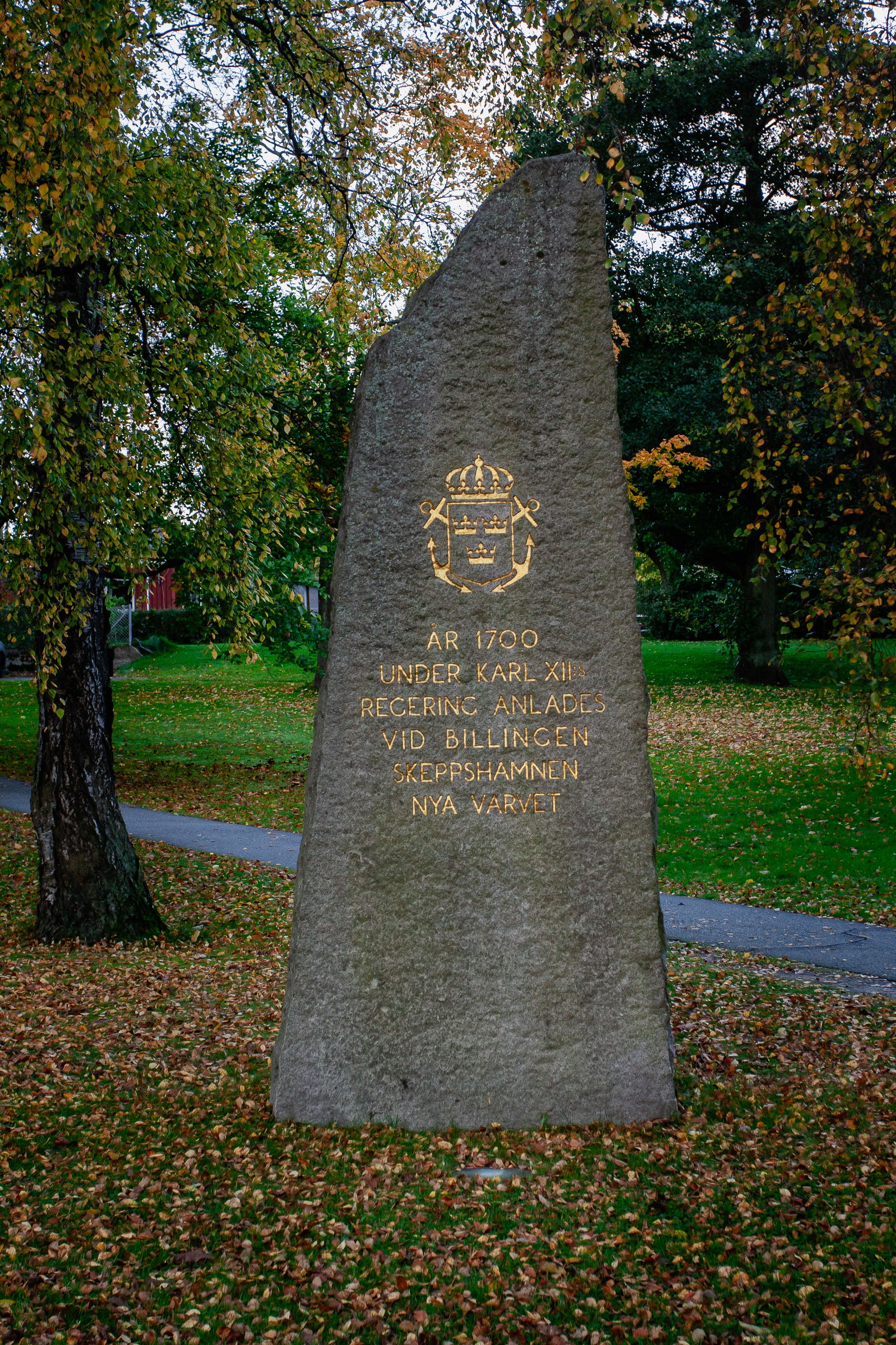 The stone that commemorates the commissioning of Nya Varvet in 1700.