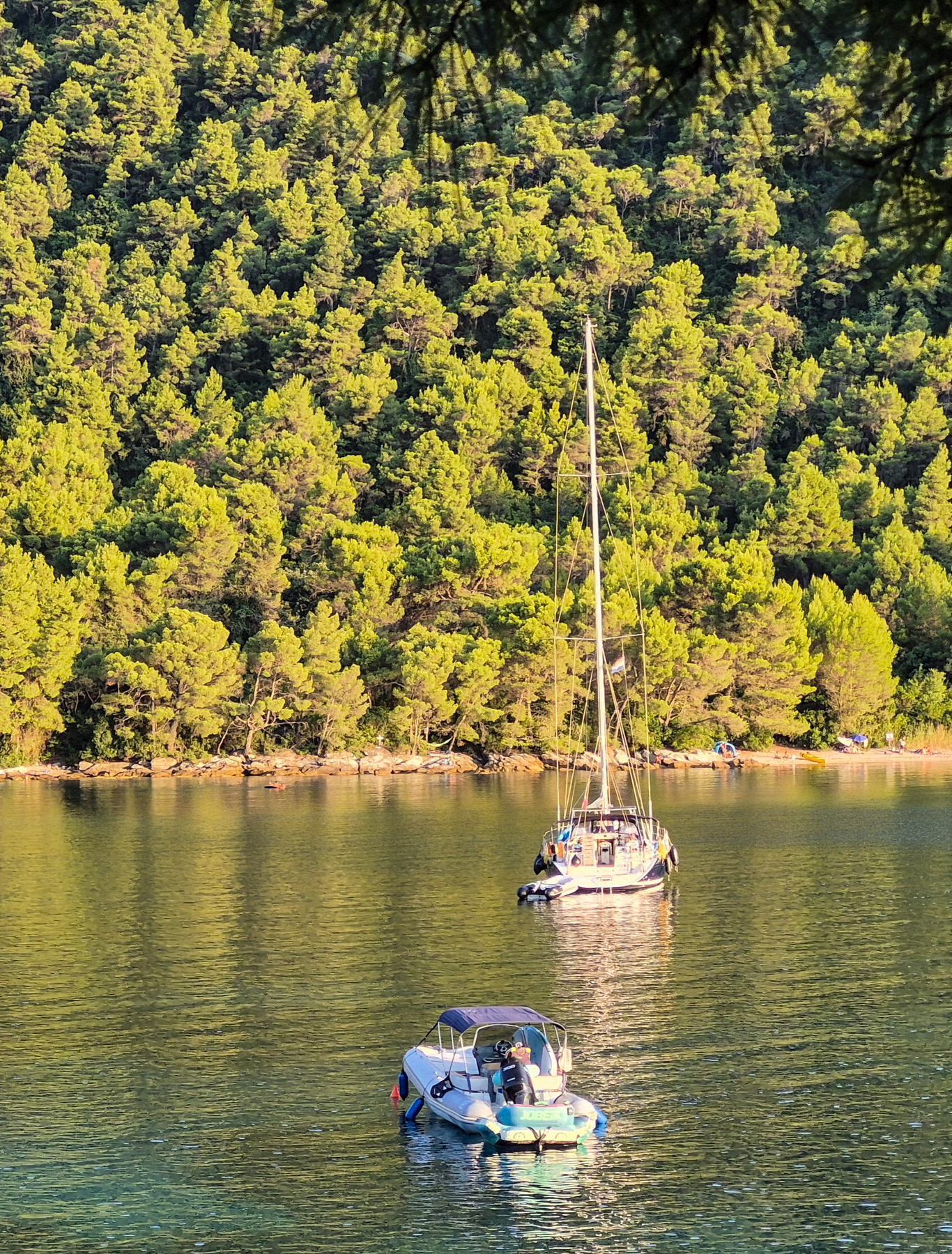 Sailing boats in a bay.