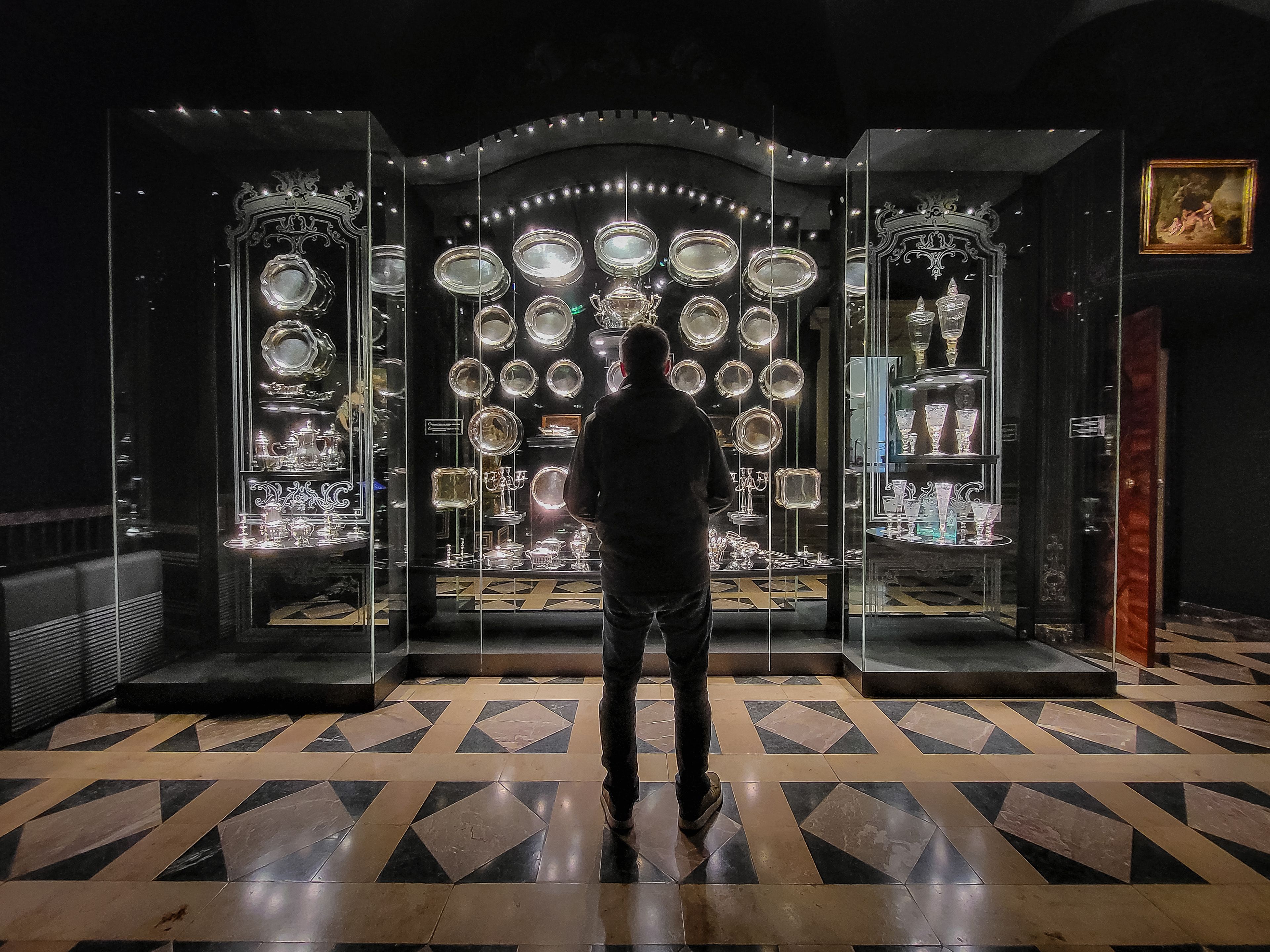 Admiring the silver collection of the Wavel Castle tour.