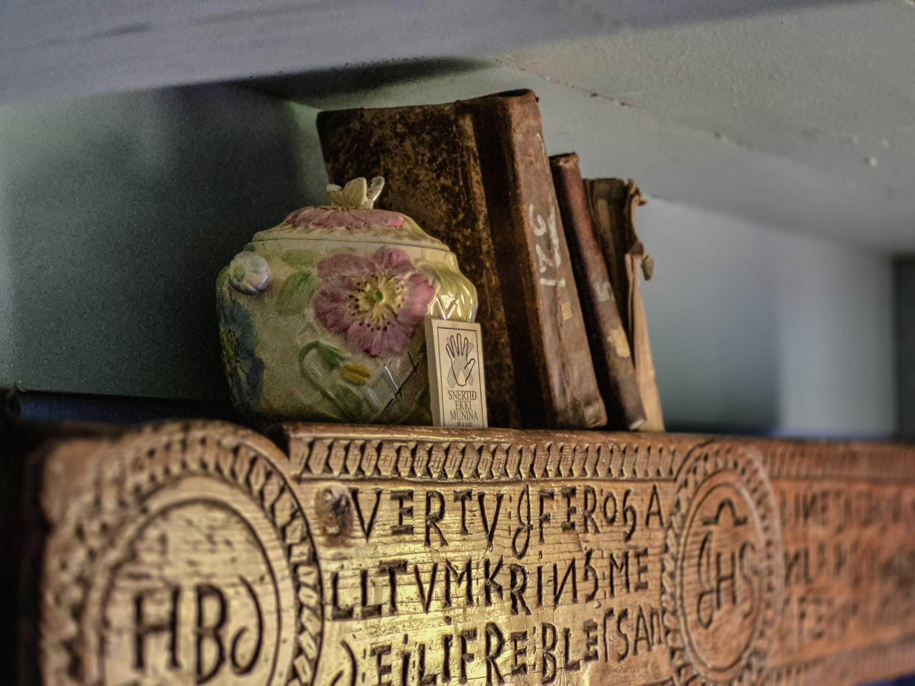 Inside the Glaumbær historic turf farm