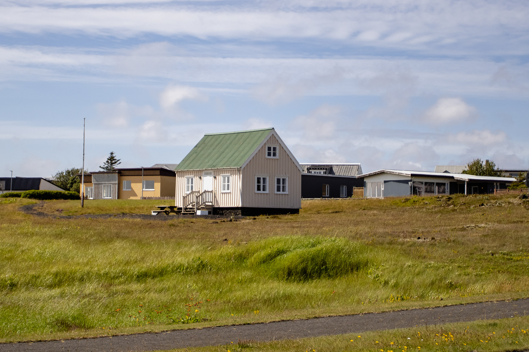 Empty homes higher up in an older part of Grindavik.