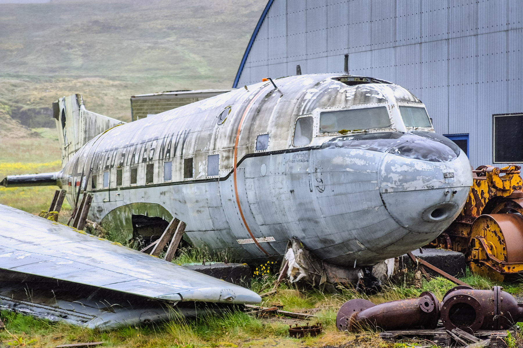 The remains of a US Navy C-117D (C-47), once based on Keflavik Air Base, has found its final resting place at the small Hnjótur Museum.