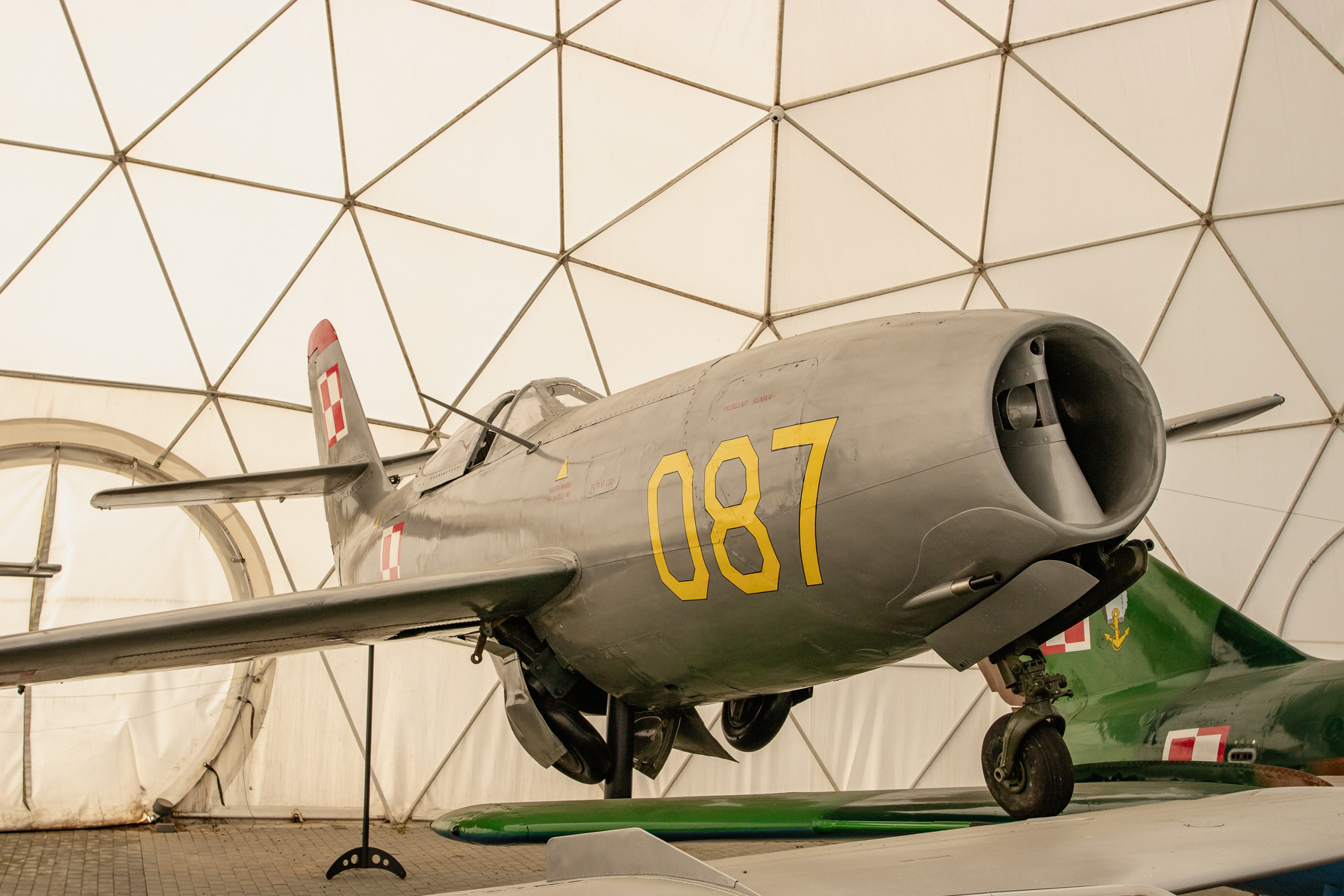 Yakovlev Yak-23 no. 87 (NATO code name Flora) at the Muzeum Sił Powietrznych w Dęblinie (Aviation Museum in Deblin), Poland. The aircraft served the Polish Air Force from 1951 to 1956.
