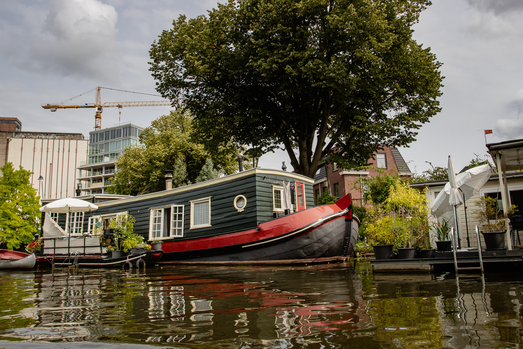 House boat in a Leiden canal