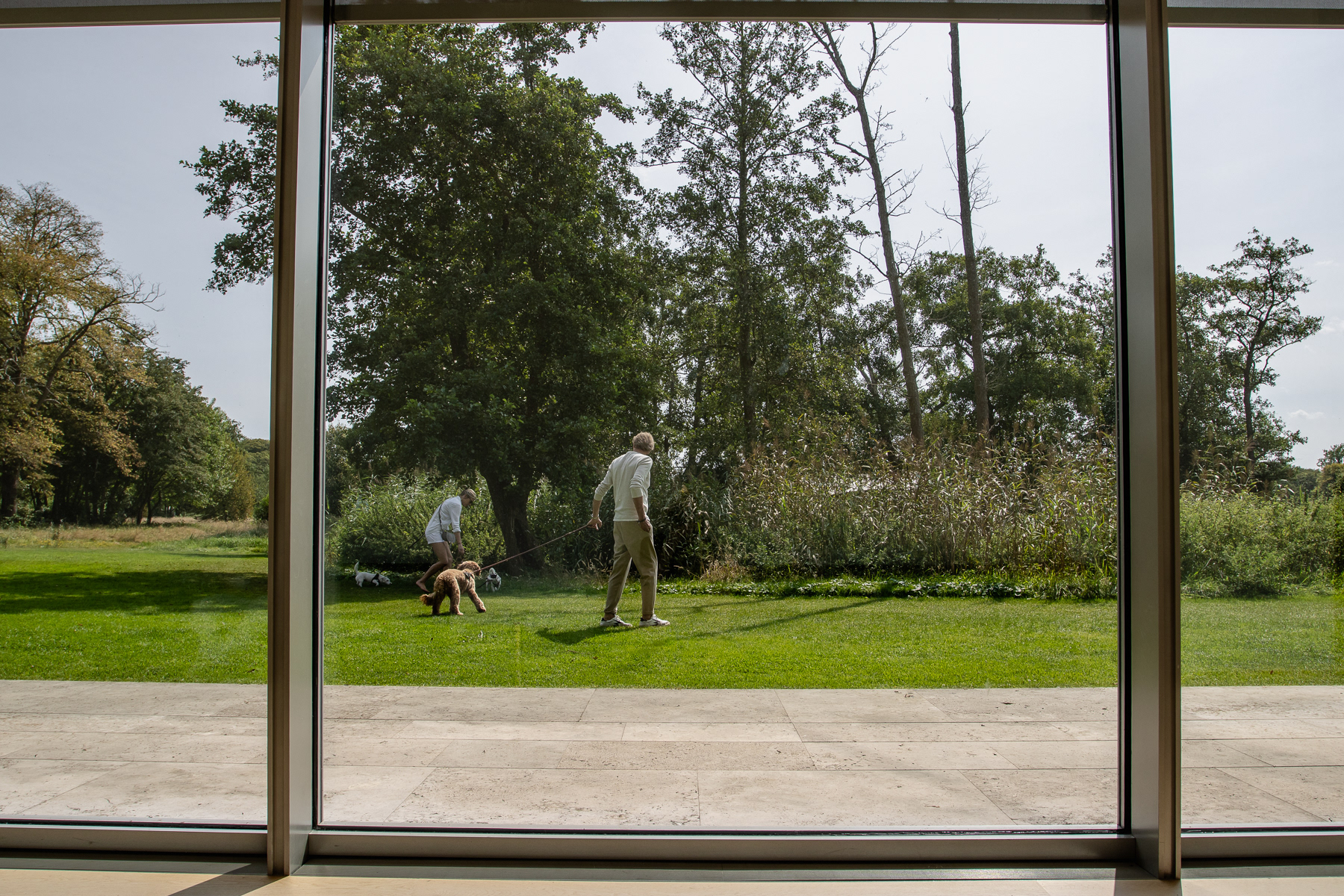 View to the outside world through wall-high windows