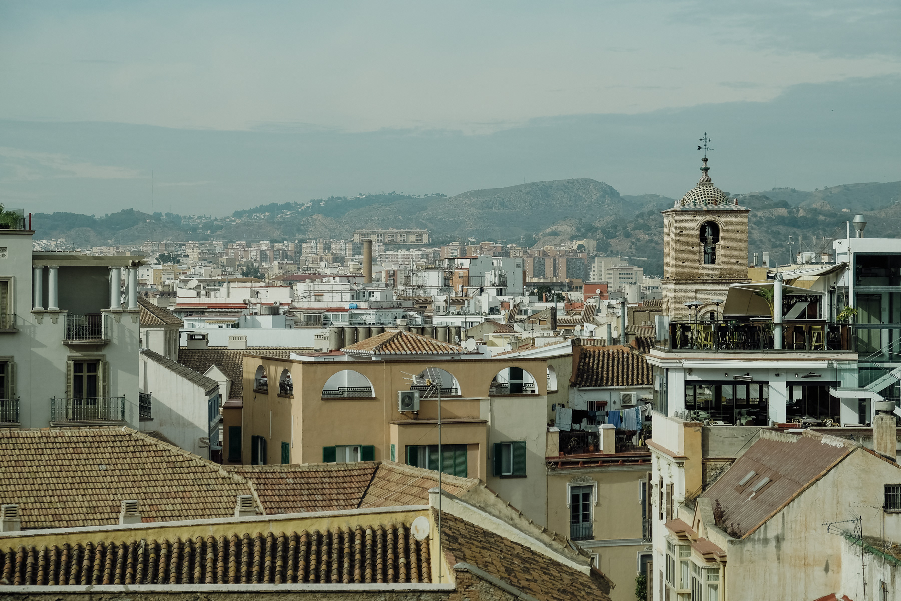 View at the city of Málaga from the steps overlooking the amphitheatre