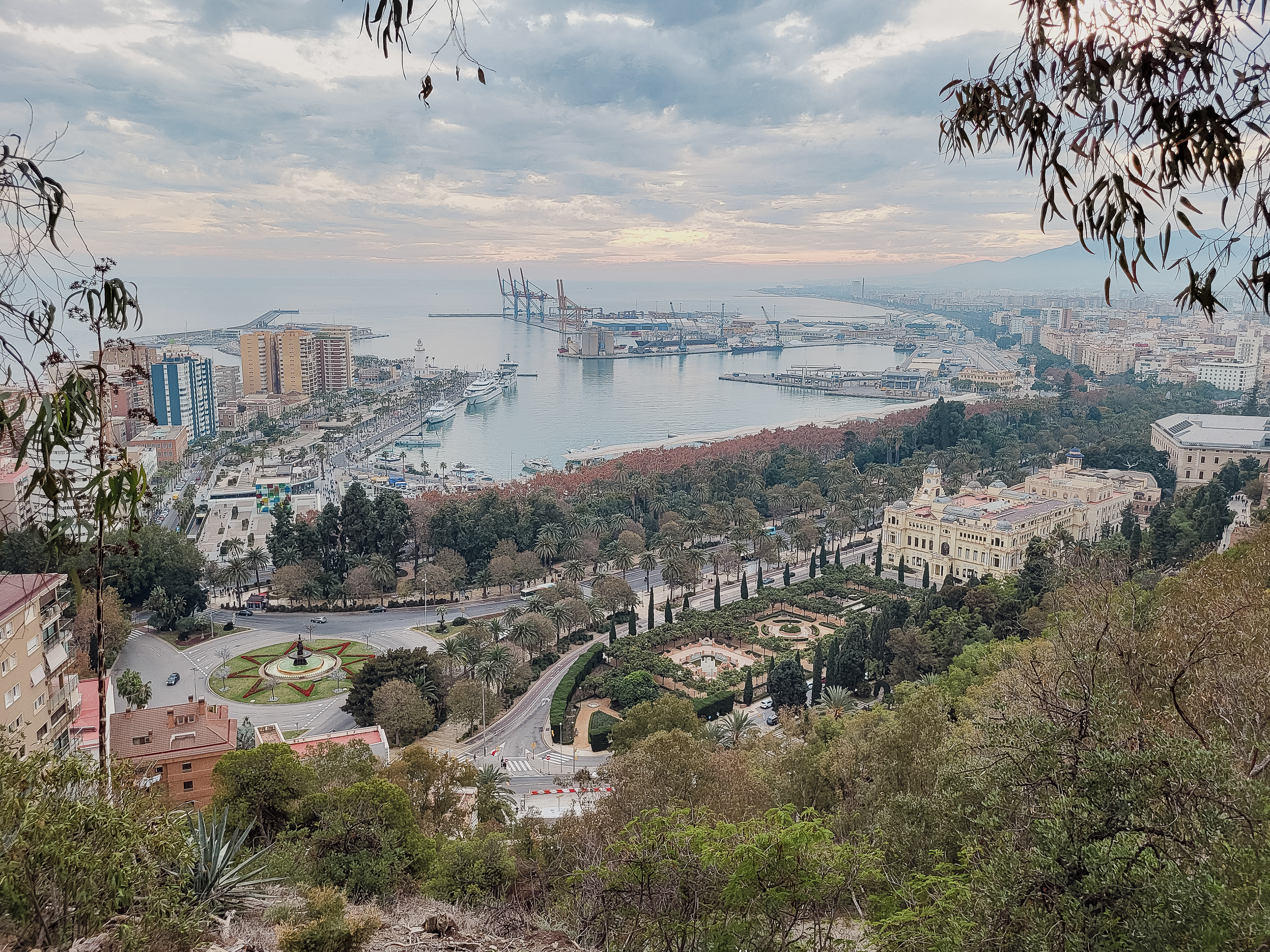 View on the harbour of Málaga, and its surroundings