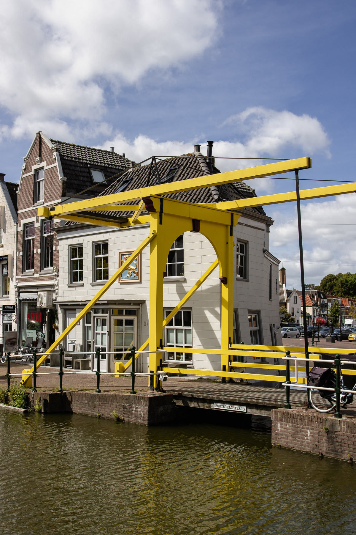Yellow draw bridge in the centre of Maassluis.