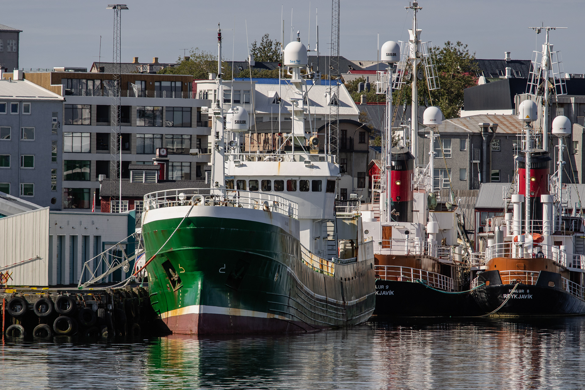 Icelandic whaling ships Hvalur 8 (built 1948) and Hvalur 9 (built 1952).