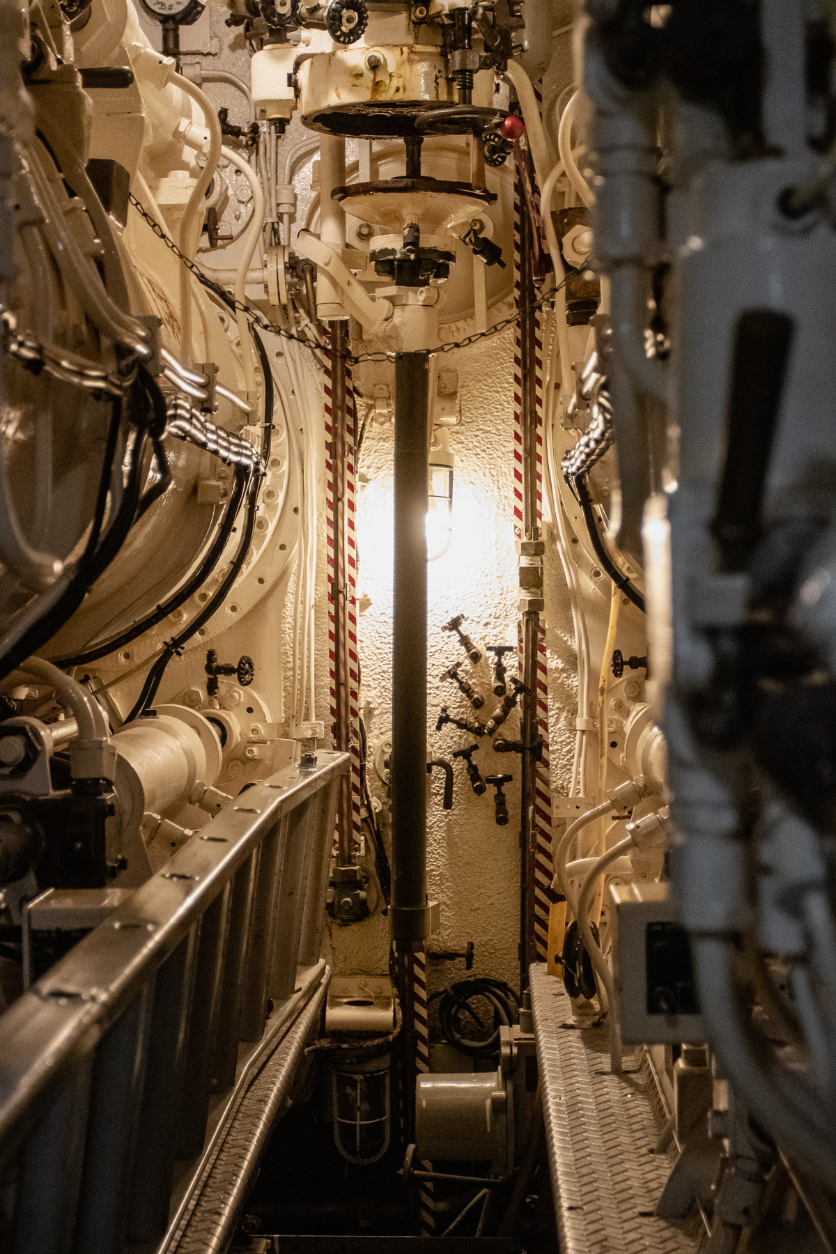 Insdie the torpedo launch room.