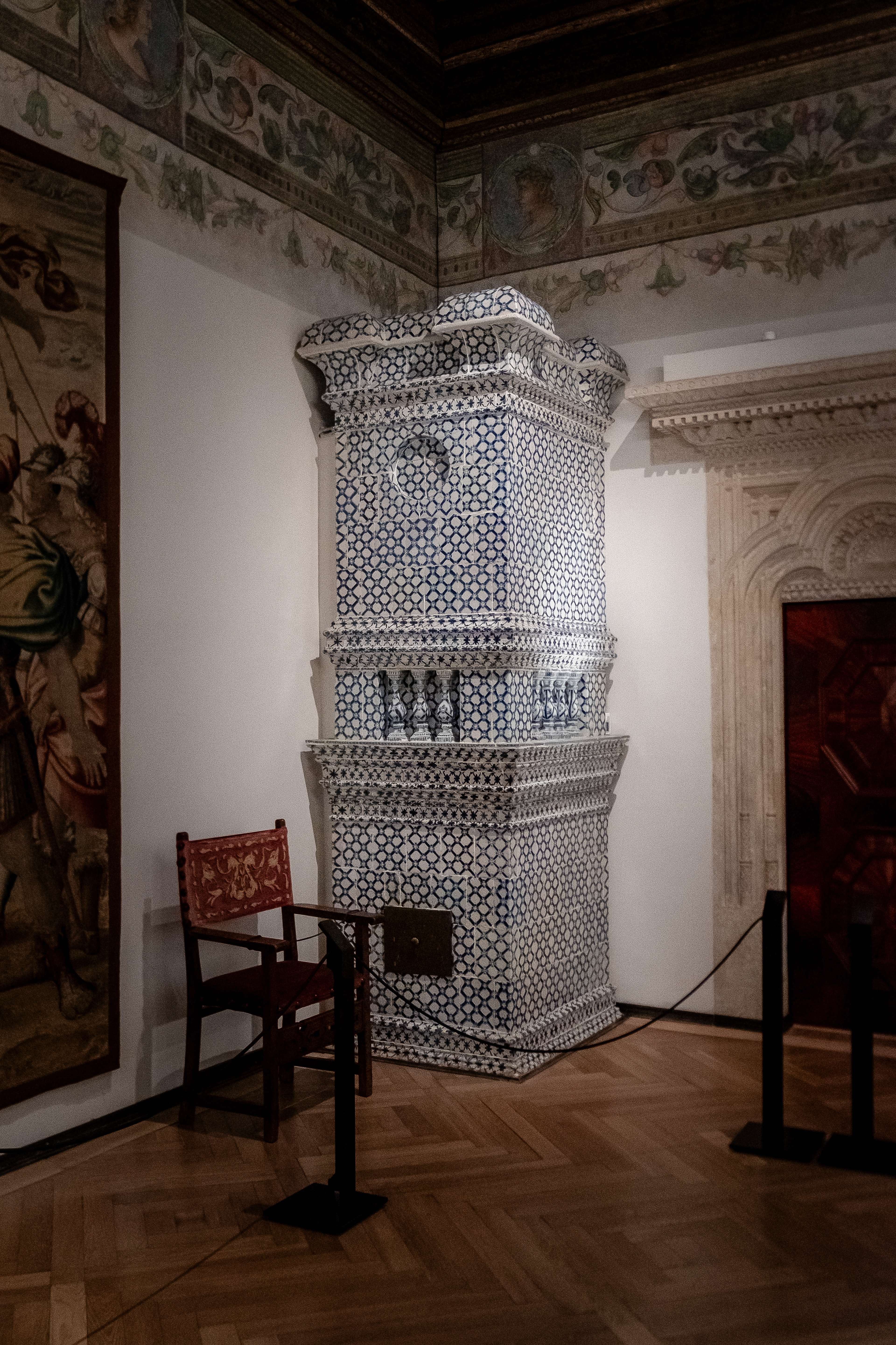 A beautiful tiled stove inside Wavel Castle.