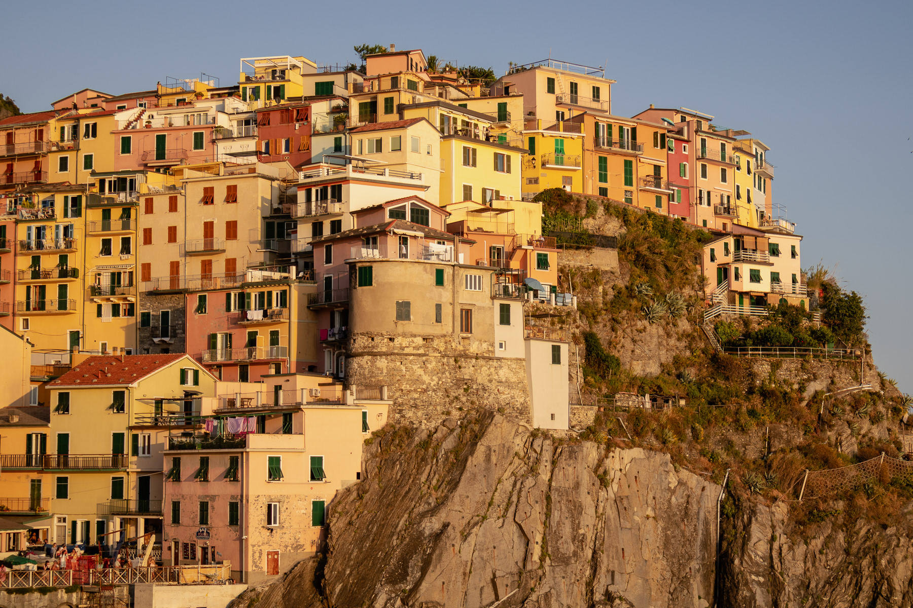 Close up of the southern side of the village at sunset.
