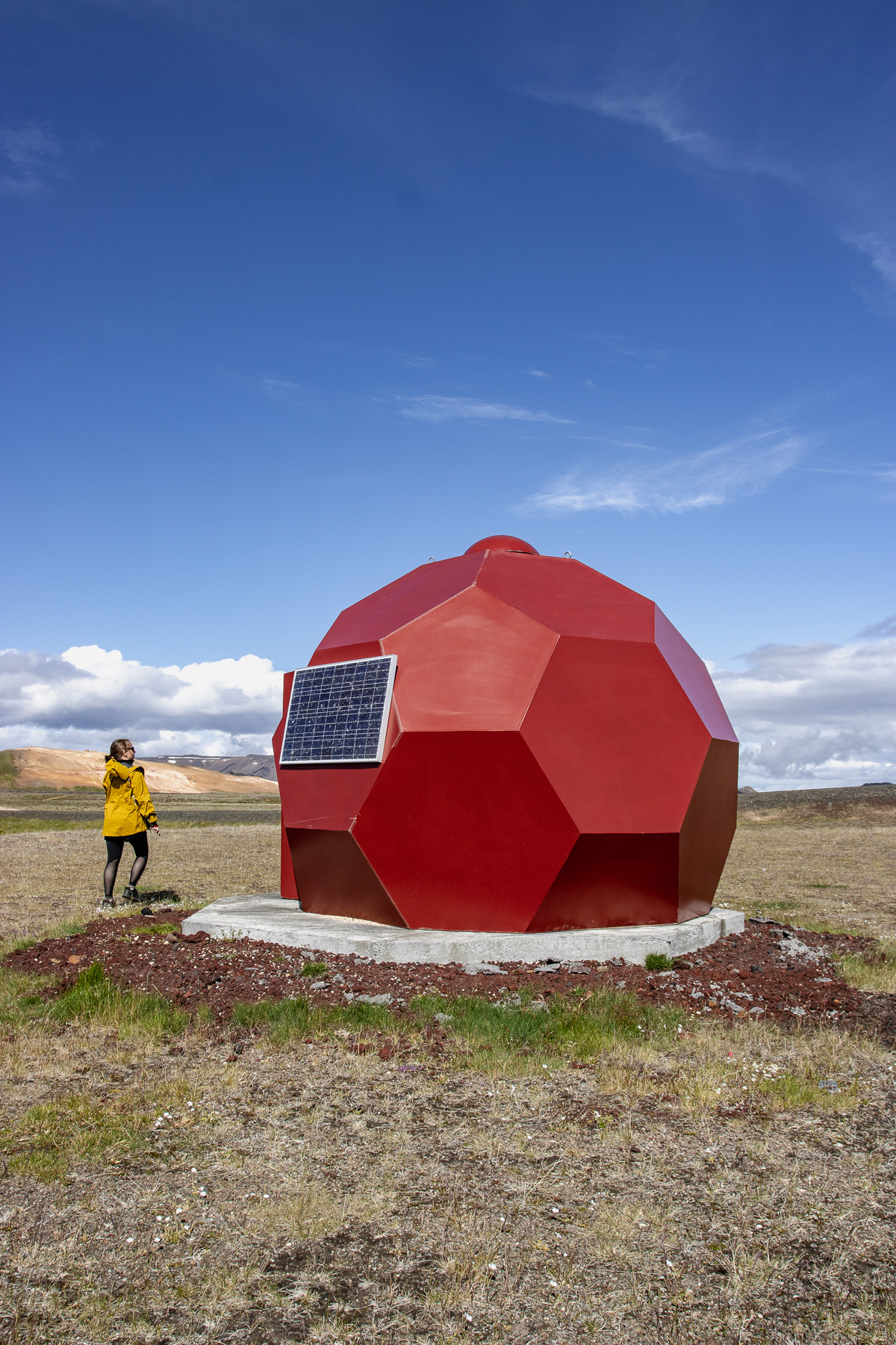 A geodesic dome over a wellhead at Krafla.