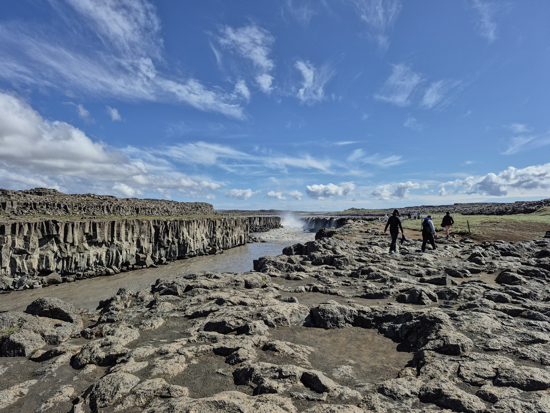 Come at a different day or time and the grey rocks of Selfoss might colour up.