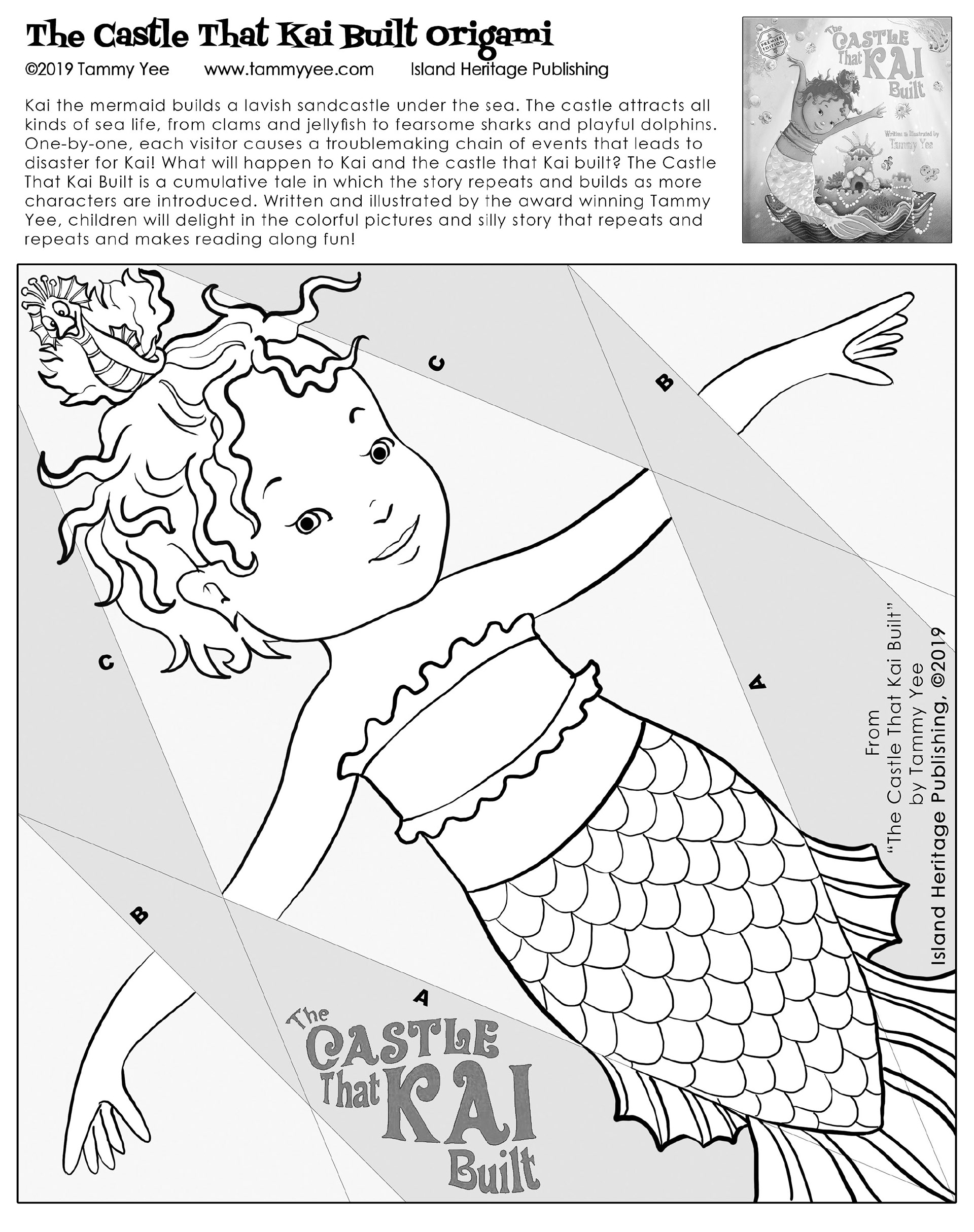 "Castle That Kai Built" Origami Pattern, Black and White