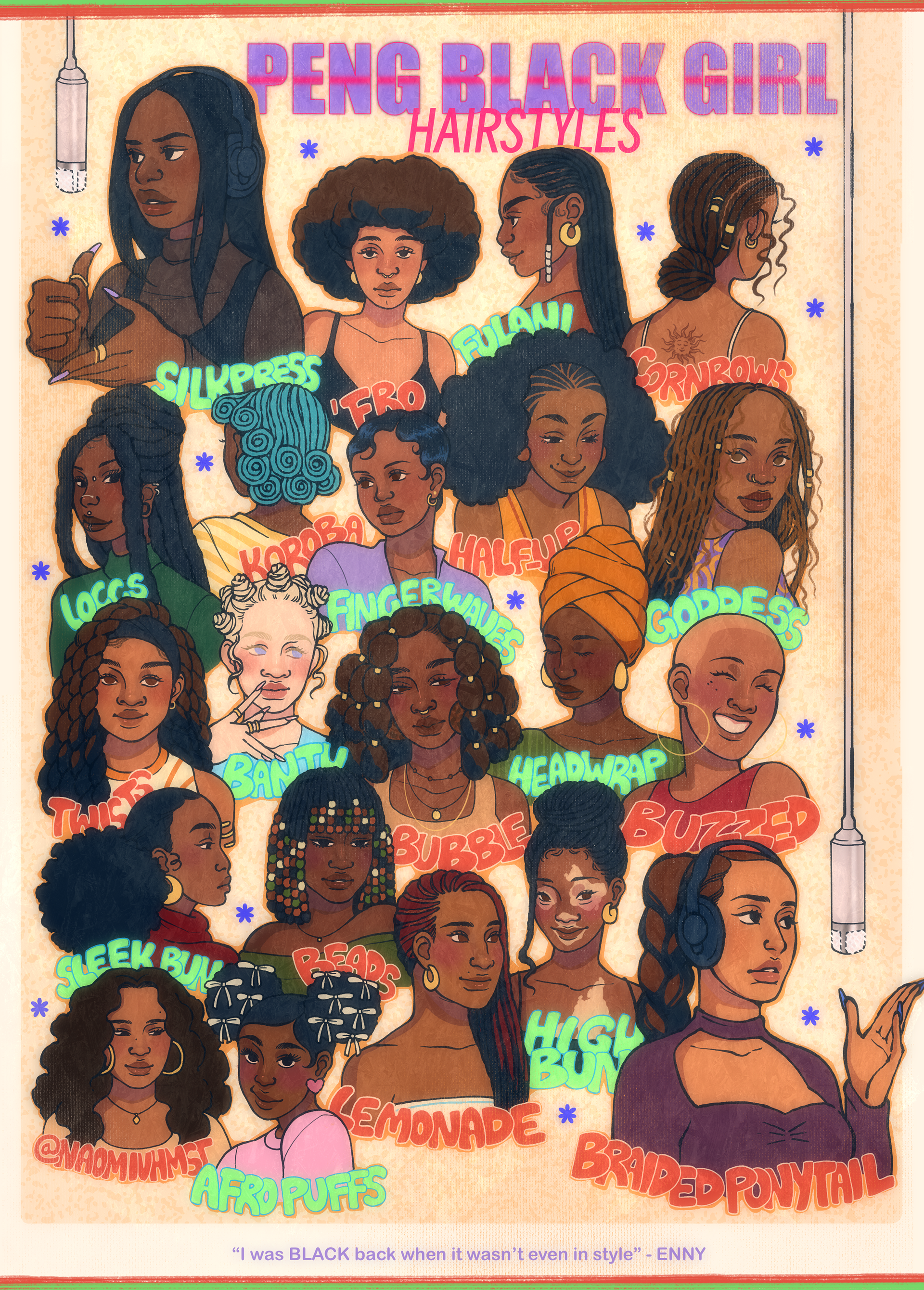 Hairstyle poster, inspired by Enny's 'Peng Black Girls' featuring Jorja Smith