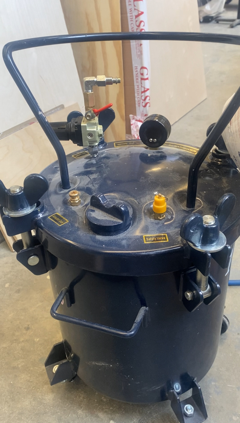 Place in pressure pot to get rid of bubbles