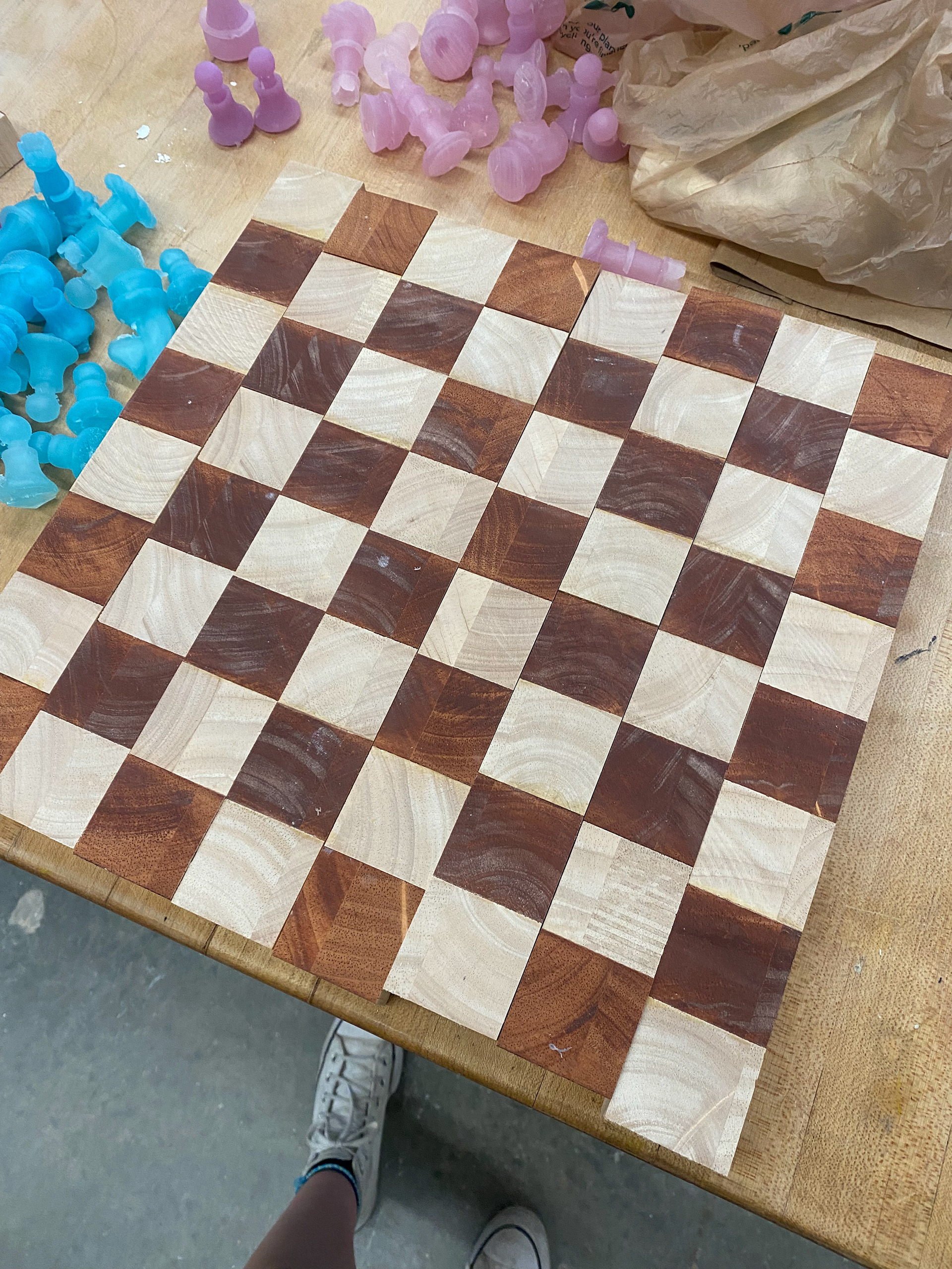 checker board and glue
