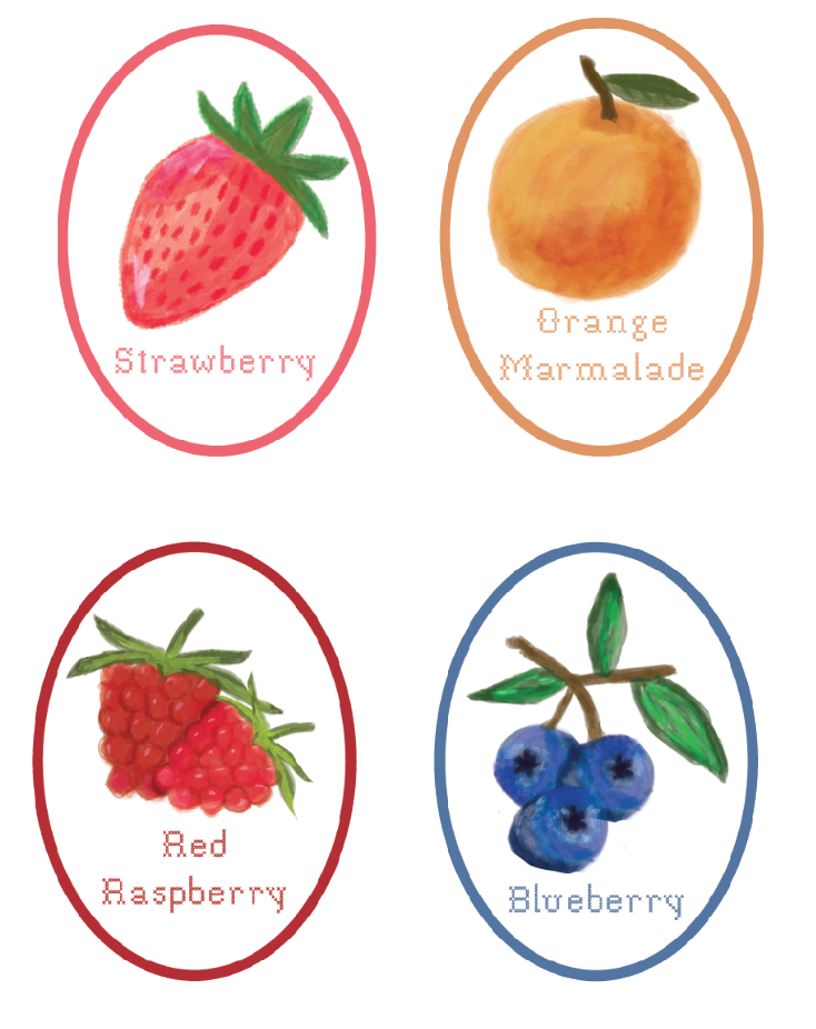 Watercolor fruits for labels