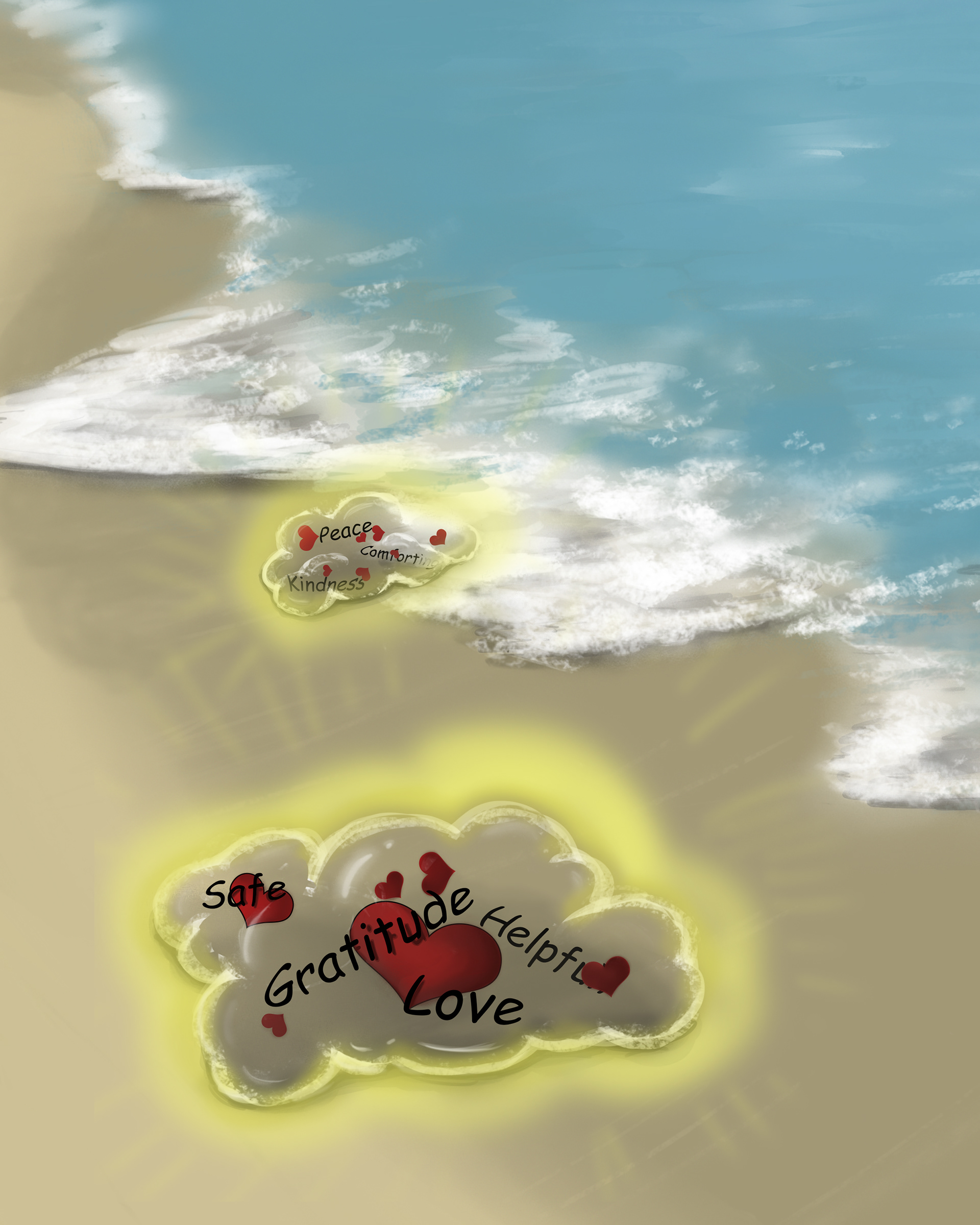 Shimmering sand full of sparkling thoughts