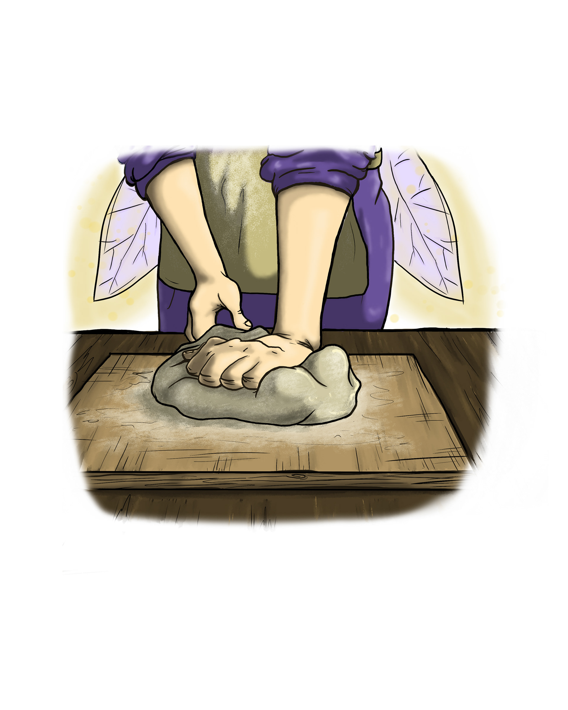 Lilly's mom making dough