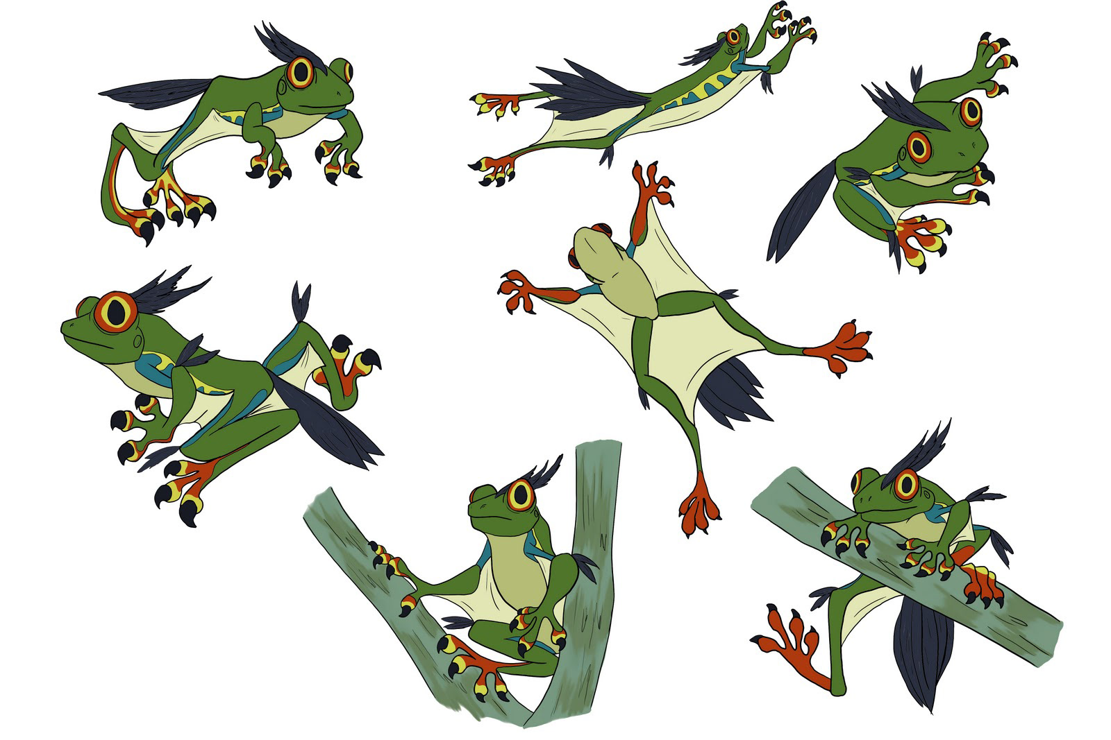 "Flying Frog Creature" - Character poses