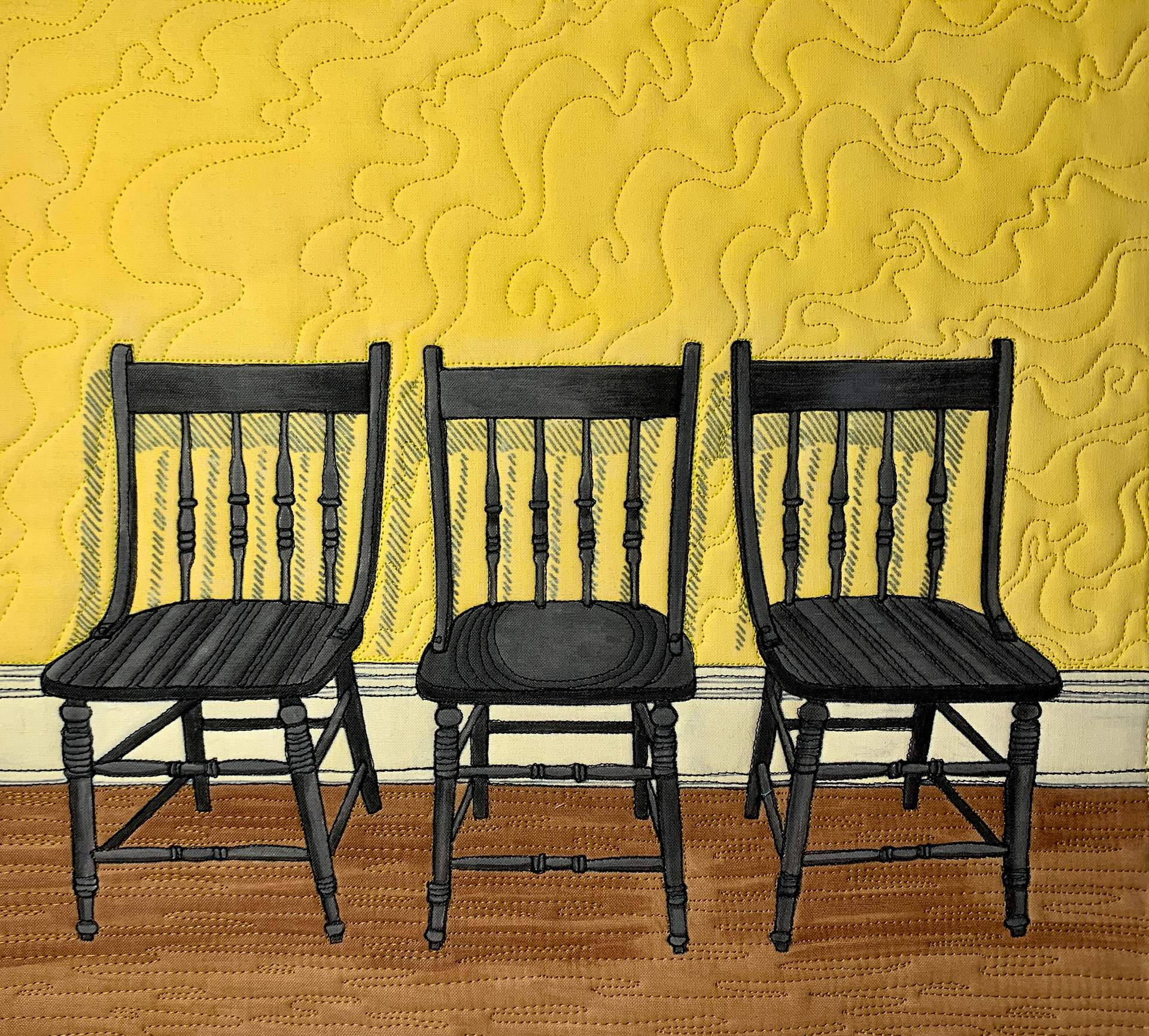 Three Chairs with Yellow Wall