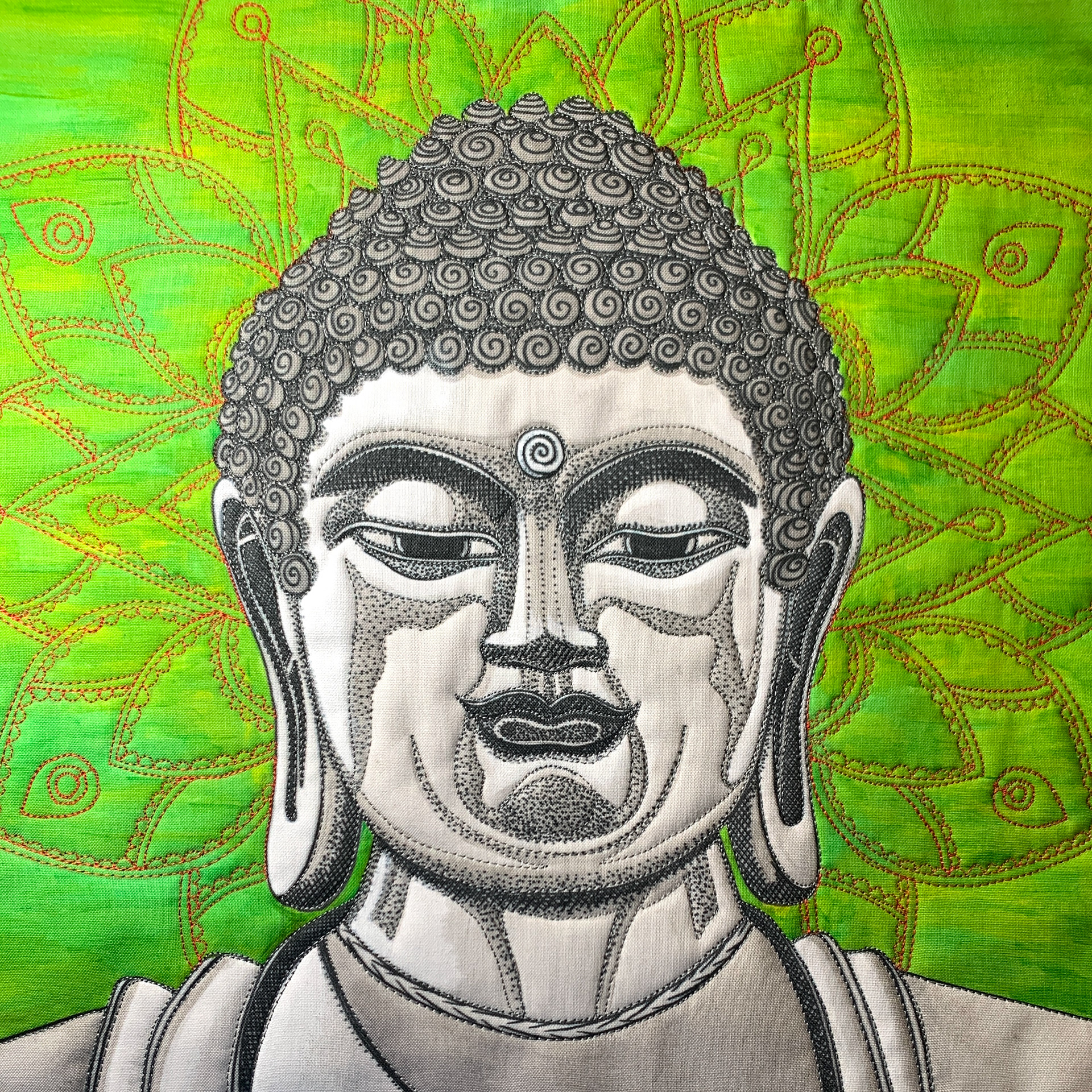 Stone Buddha on Green