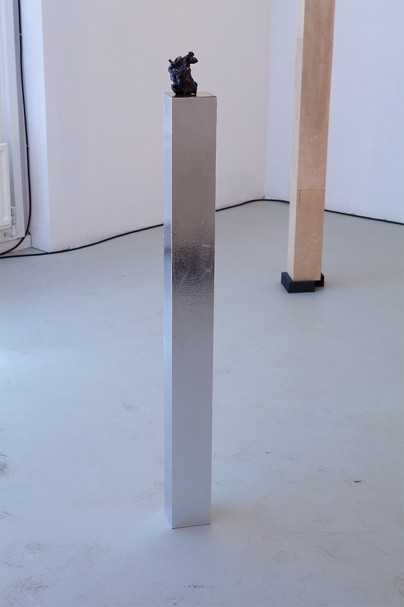 Mummerehlem Romance, MDF, tinfoil, wax, gum arabic, paint, glue, W 10.5 x D 10.5 x H 120 cm