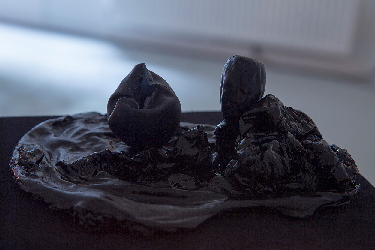 Day After Yesterday (Facing Forward), MDF, dowelling, wax, velvet, glue, paint, electric cable, switch, light, 132 x 22 x 20cm (dimensions variable)