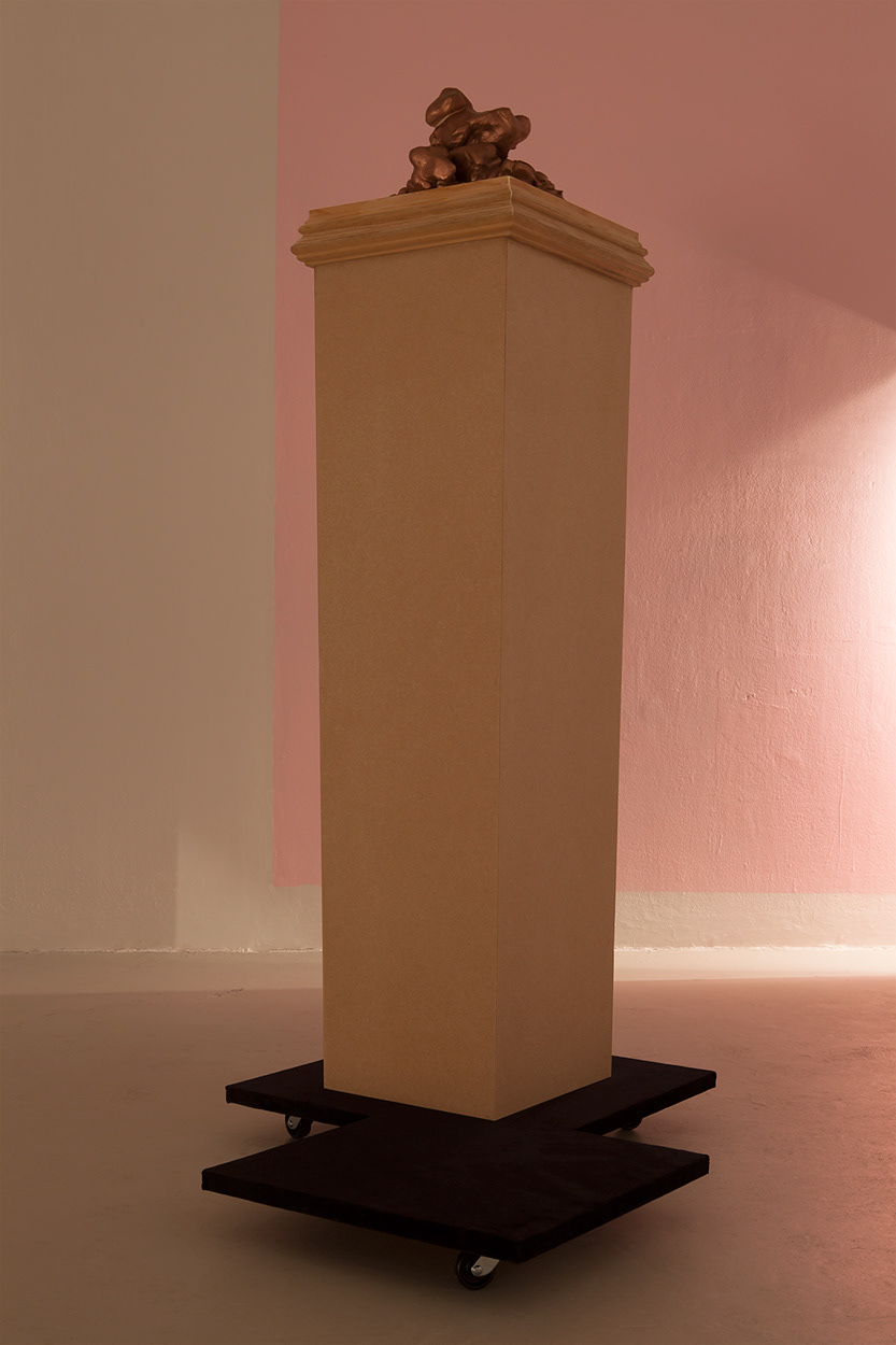 killer In me Is killer In you, MDF, pine, plaster, velvet, wood fuller, paint, glue, casters, W 73 x D 61 x H 132 cm