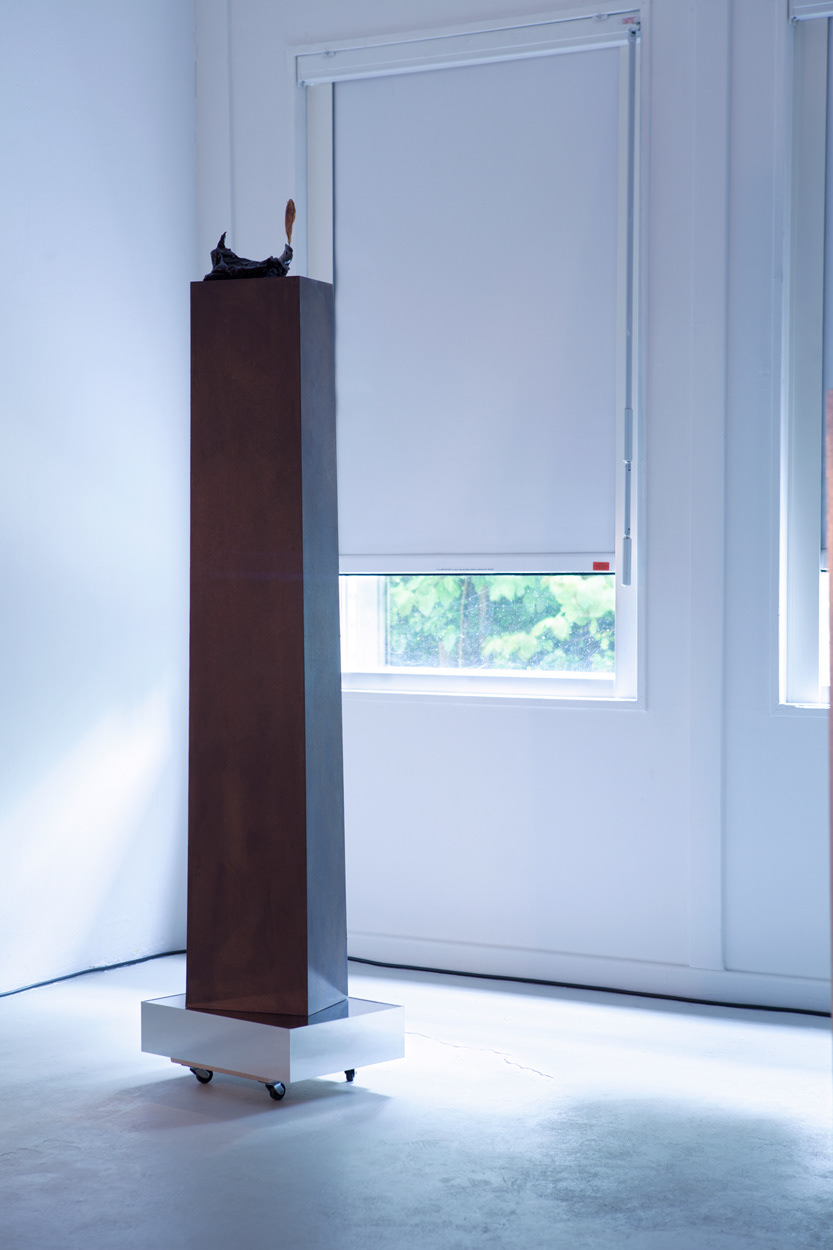 MySF (My Solution For), MDF, plywood, mirri board, acrylic sheet, wax, wood stain, paint, flower, glue, casters, W 40 x D 28 x H 159 cm