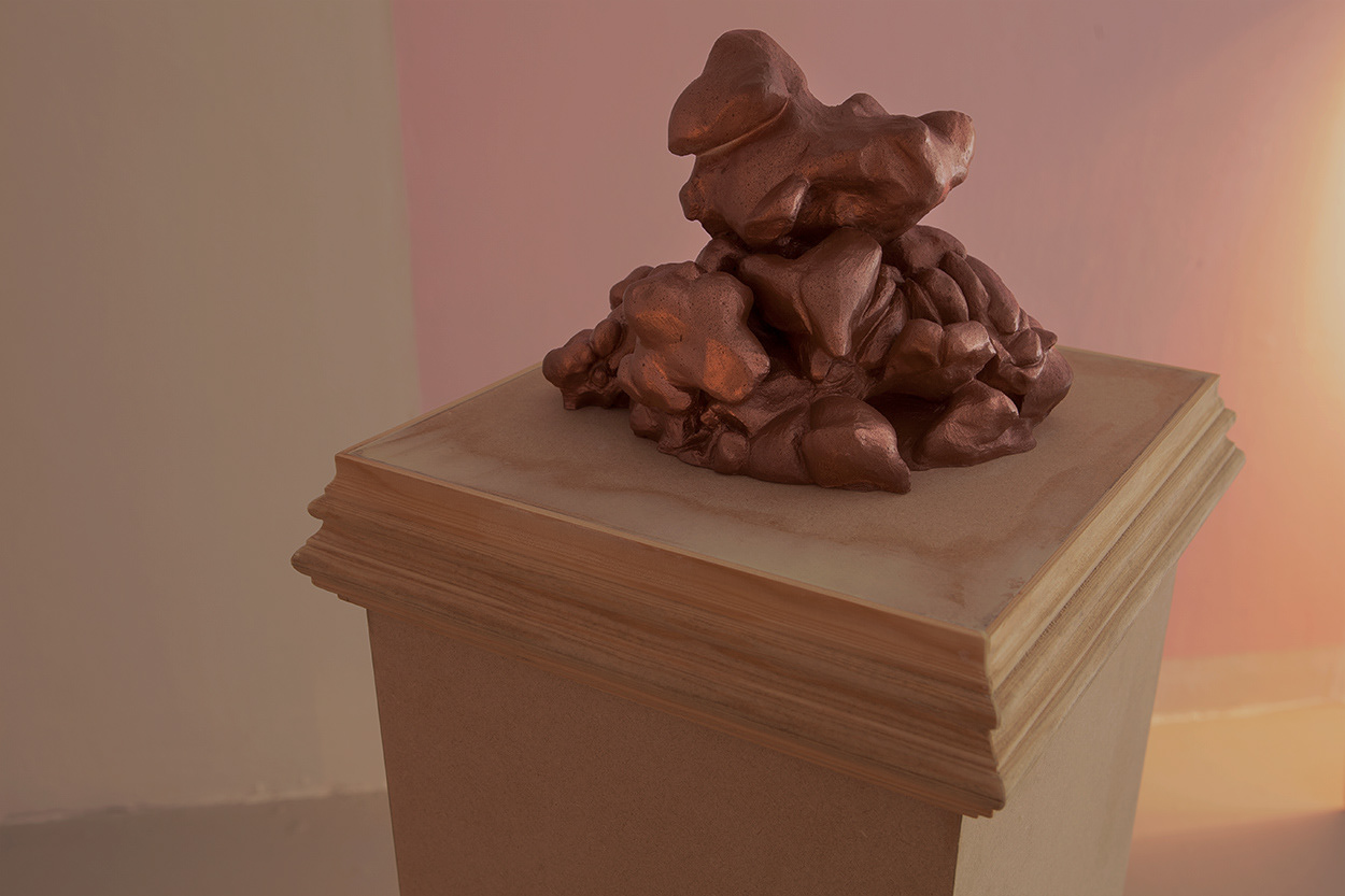 killer In me Is killer In you, MDF, pine, plaster, velvet, wood fuller, paint, glue, casters, W 73 x D 61 x H 132 cm