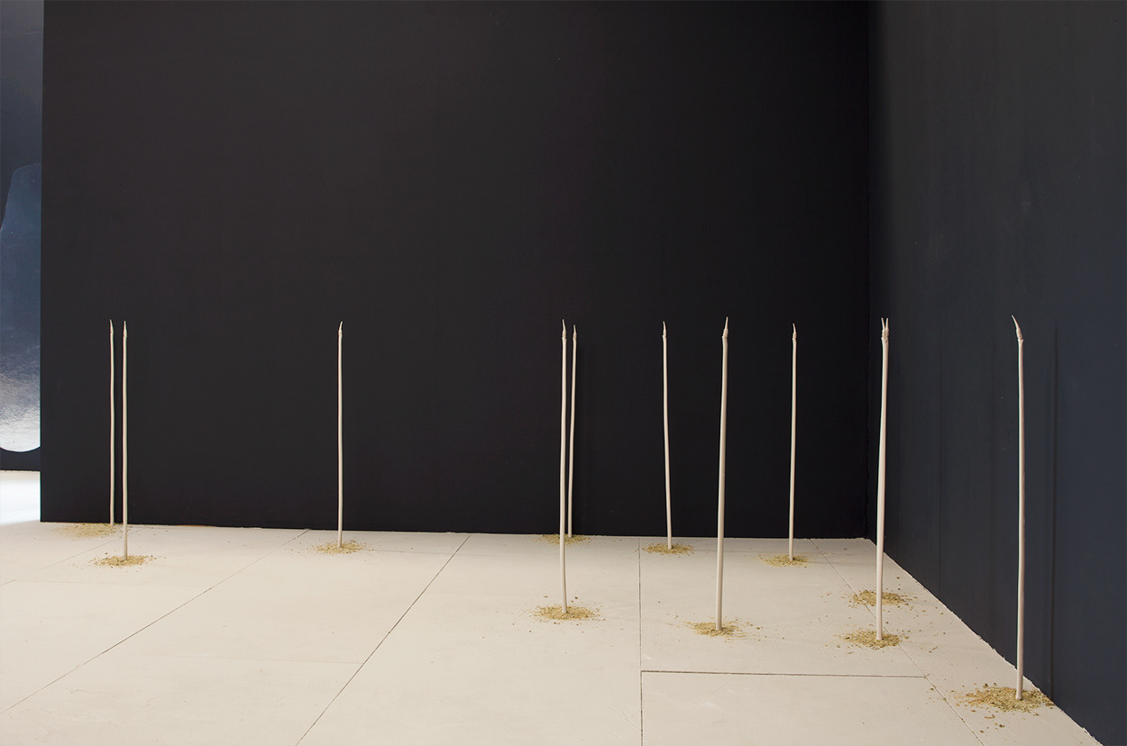 Down to the ground., Ceramics, clay, sawdust, make-up, dimensions variable
