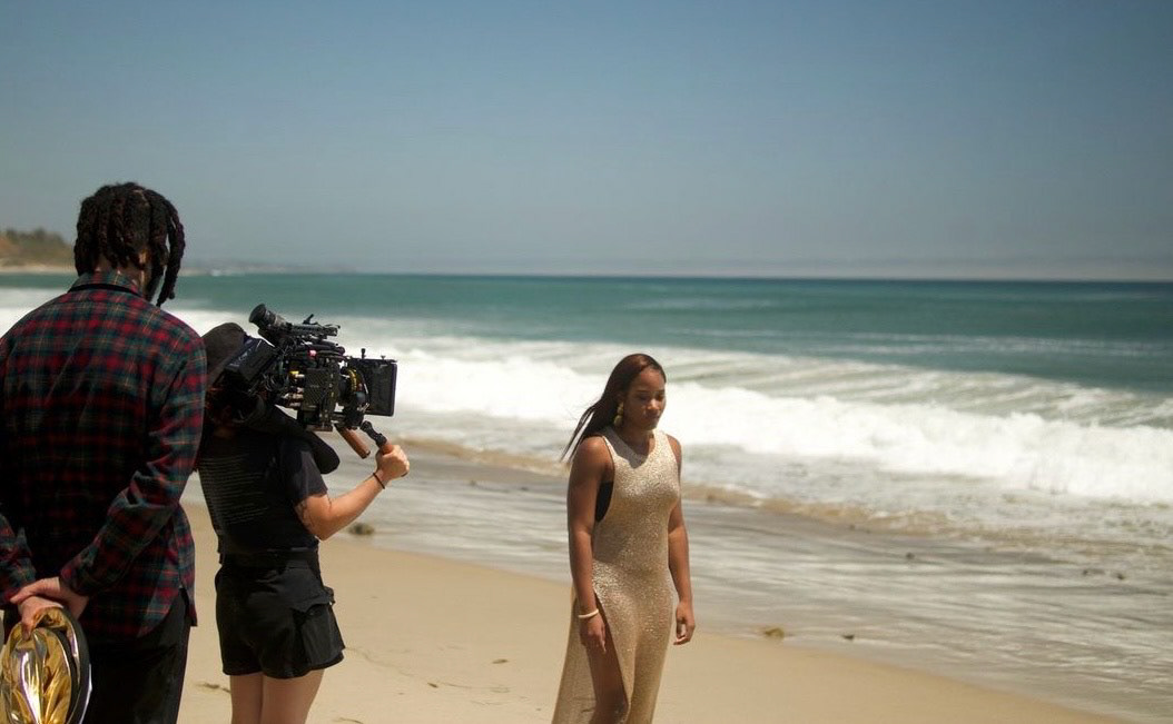 Marie Wilde on set of 'Take Your Mark'